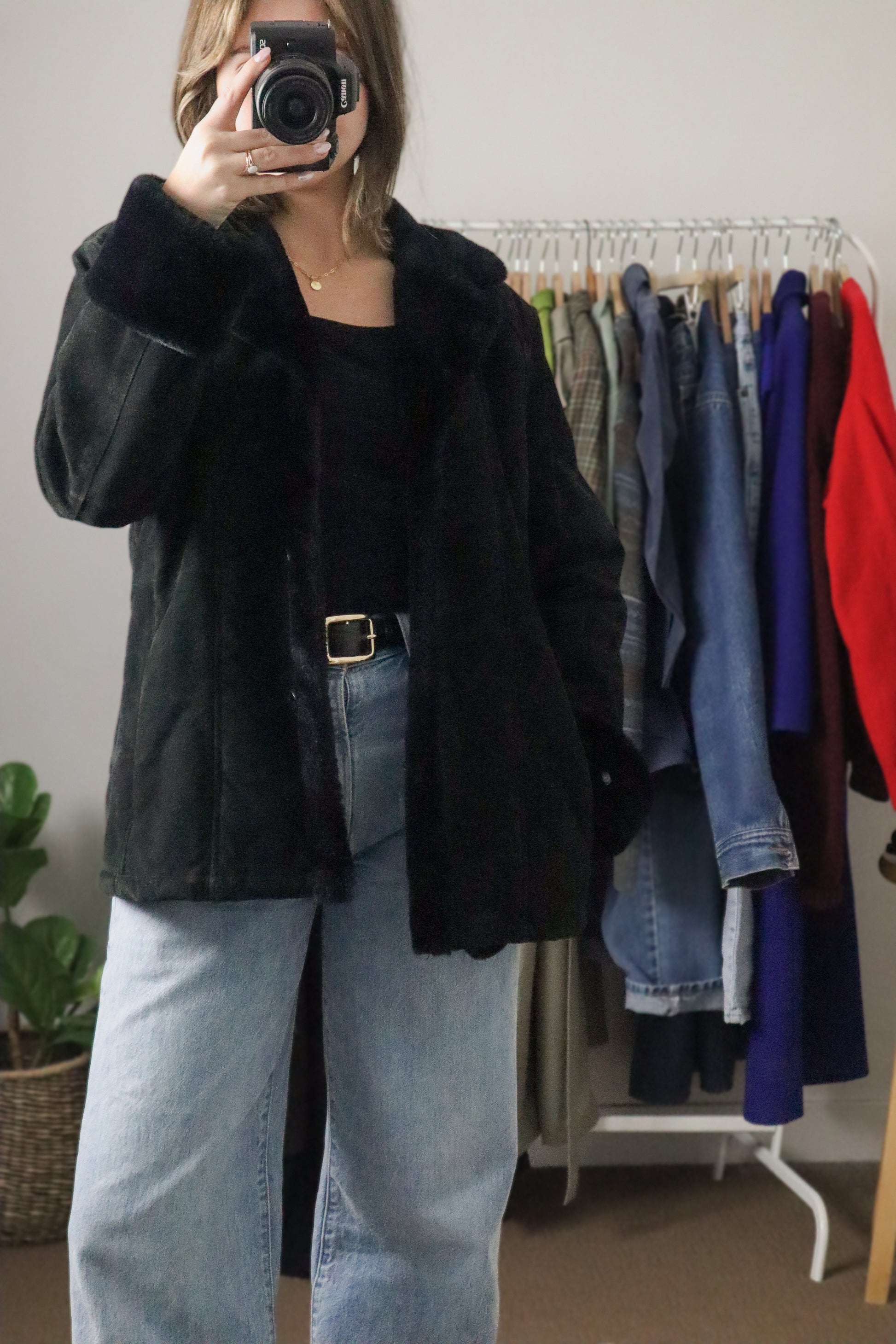 Vintage x Suede Faux Fur Trim Coat (4-8)