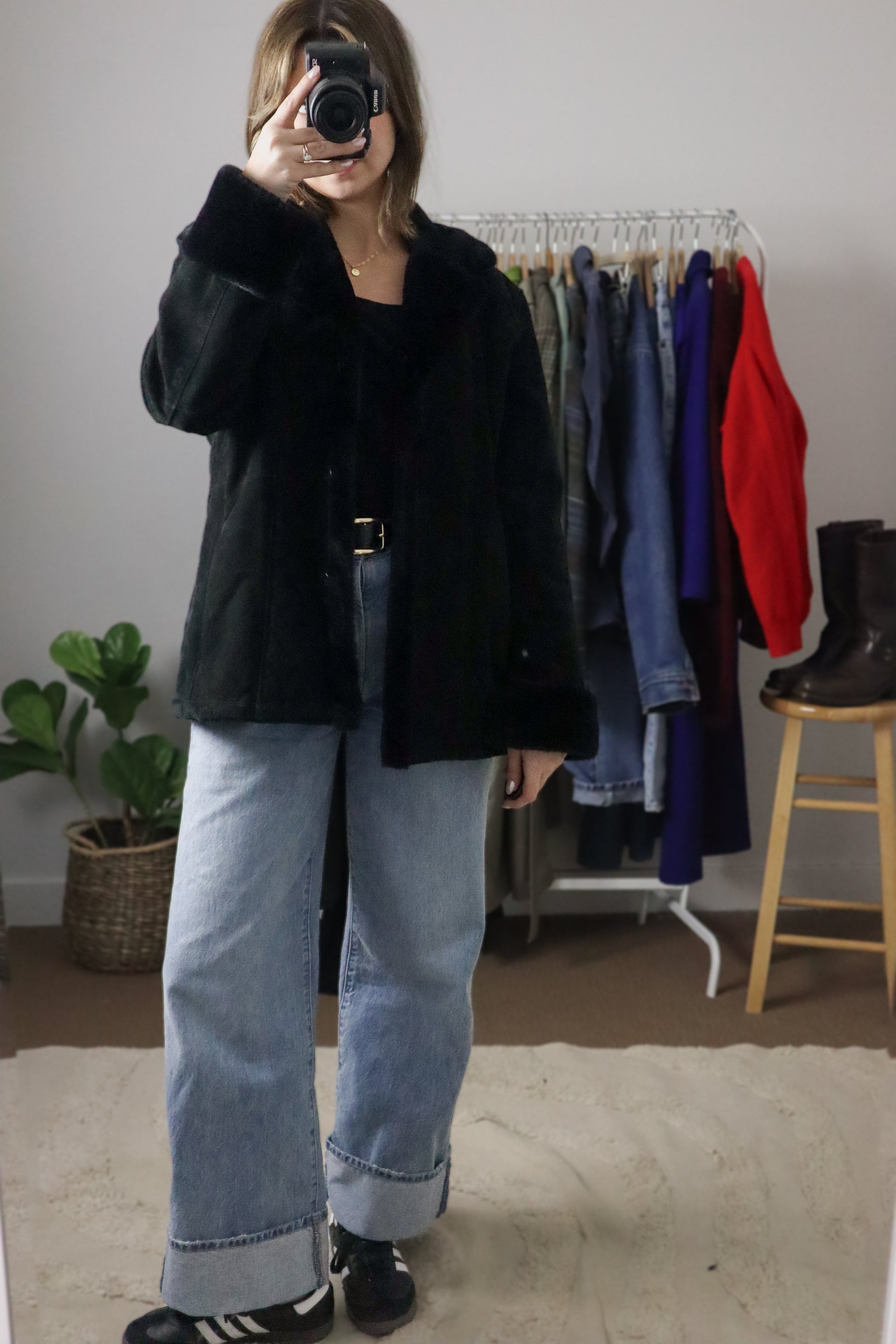 Vintage x Suede Faux Fur Trim Coat (4-8)