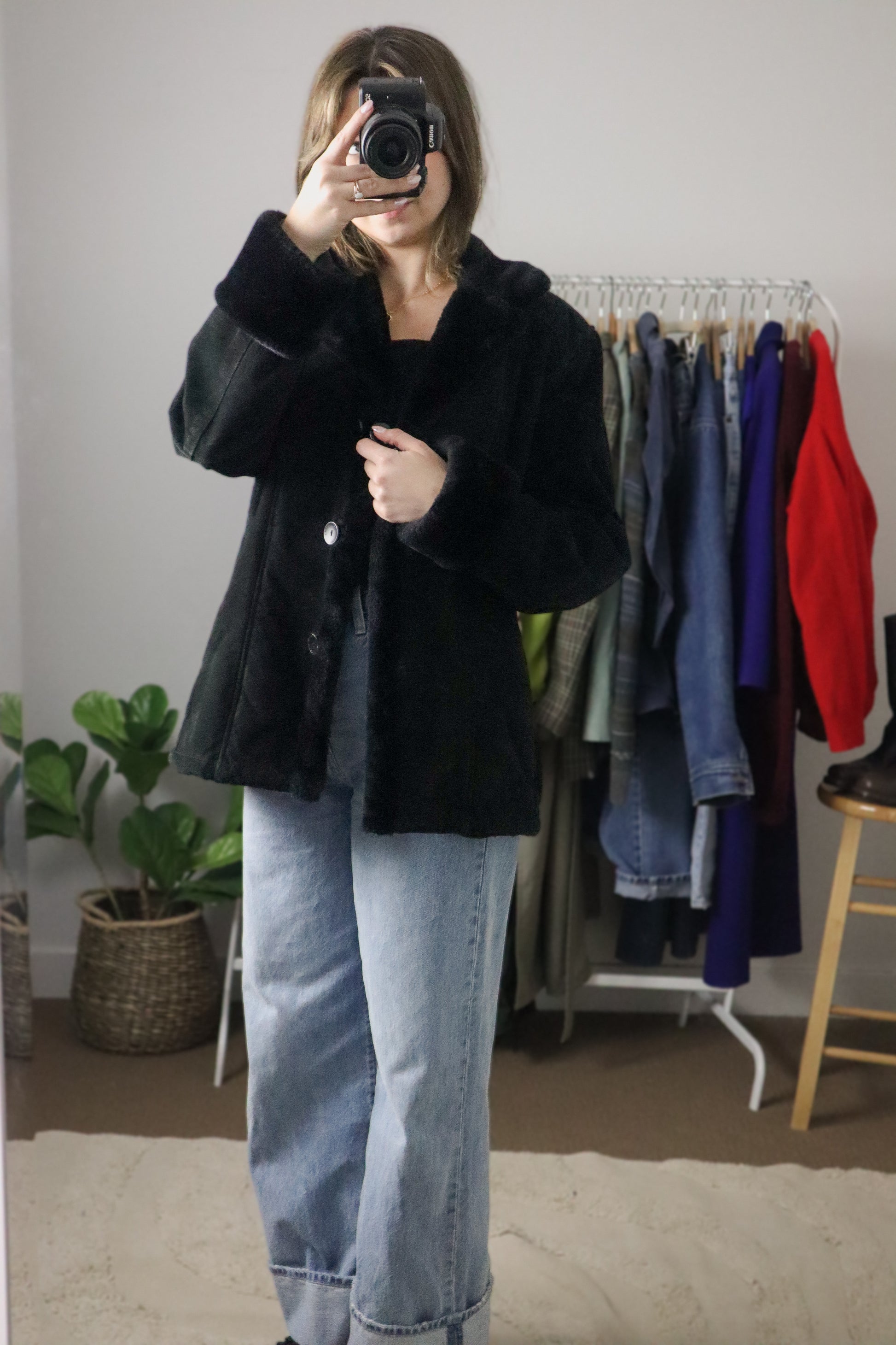 Vintage x Suede Faux Fur Trim Coat (4-8)