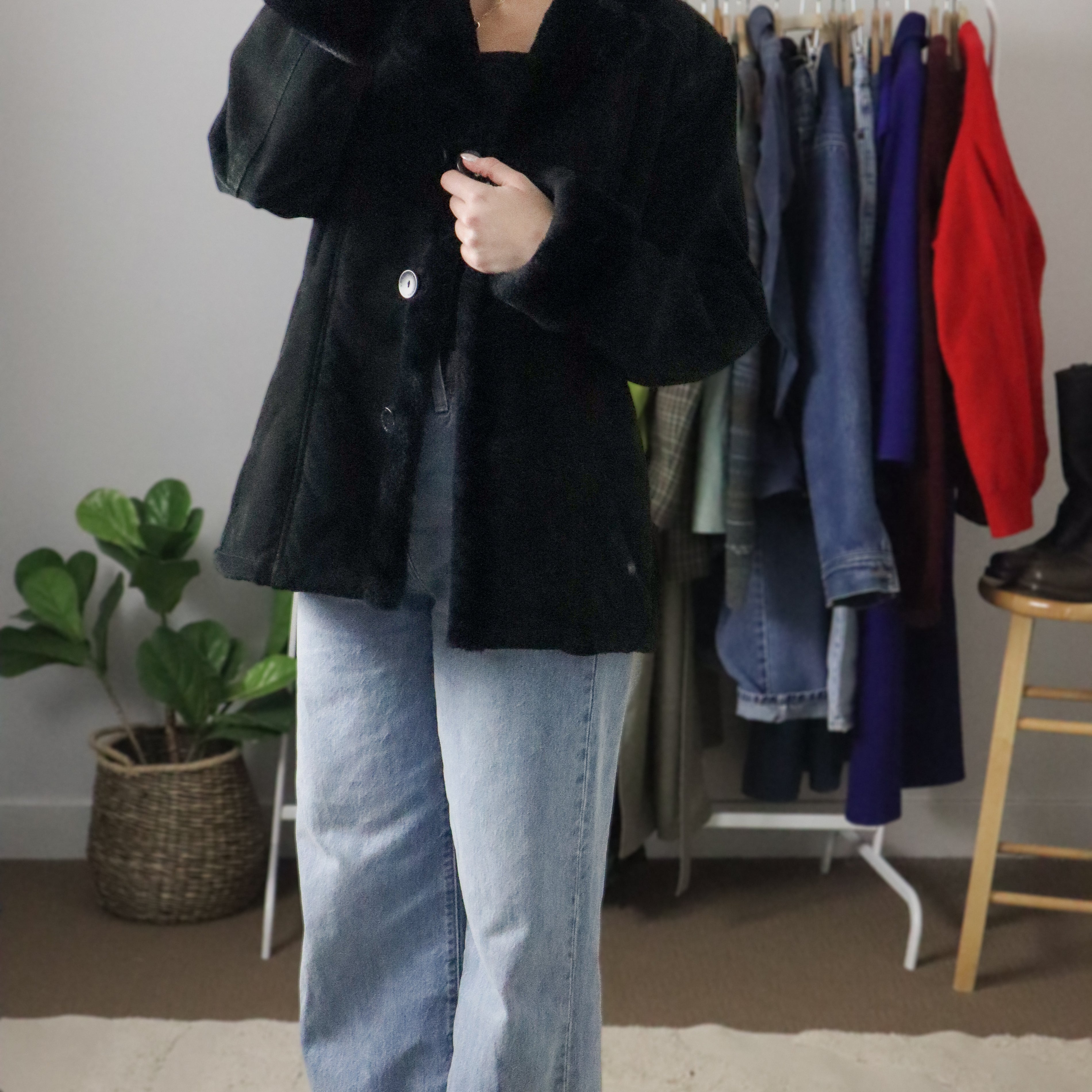 Vintage x Suede Faux Fur Trim Coat (4-8)