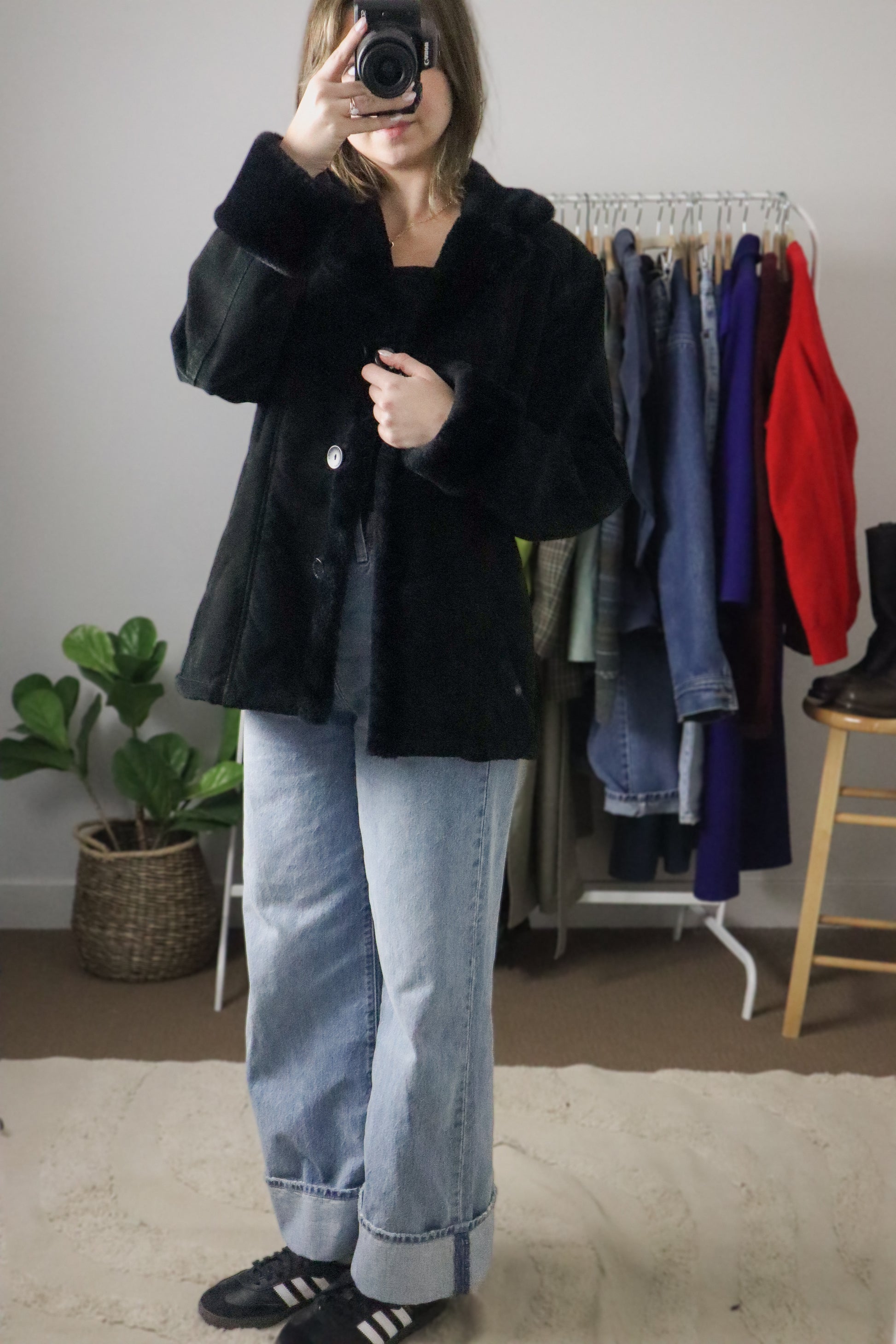 Vintage x Suede Faux Fur Trim Coat (4-8)