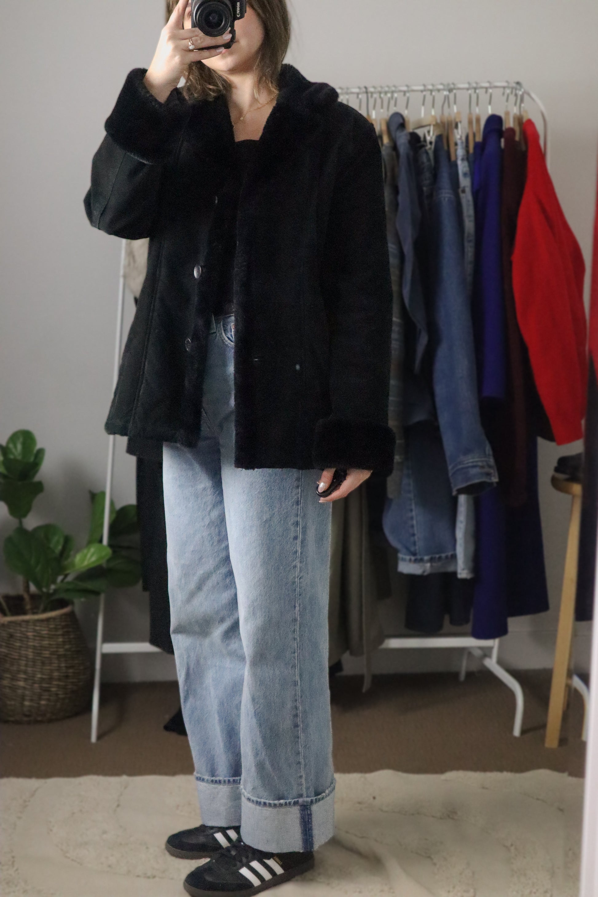 Vintage x Suede Faux Fur Trim Coat (4-8)