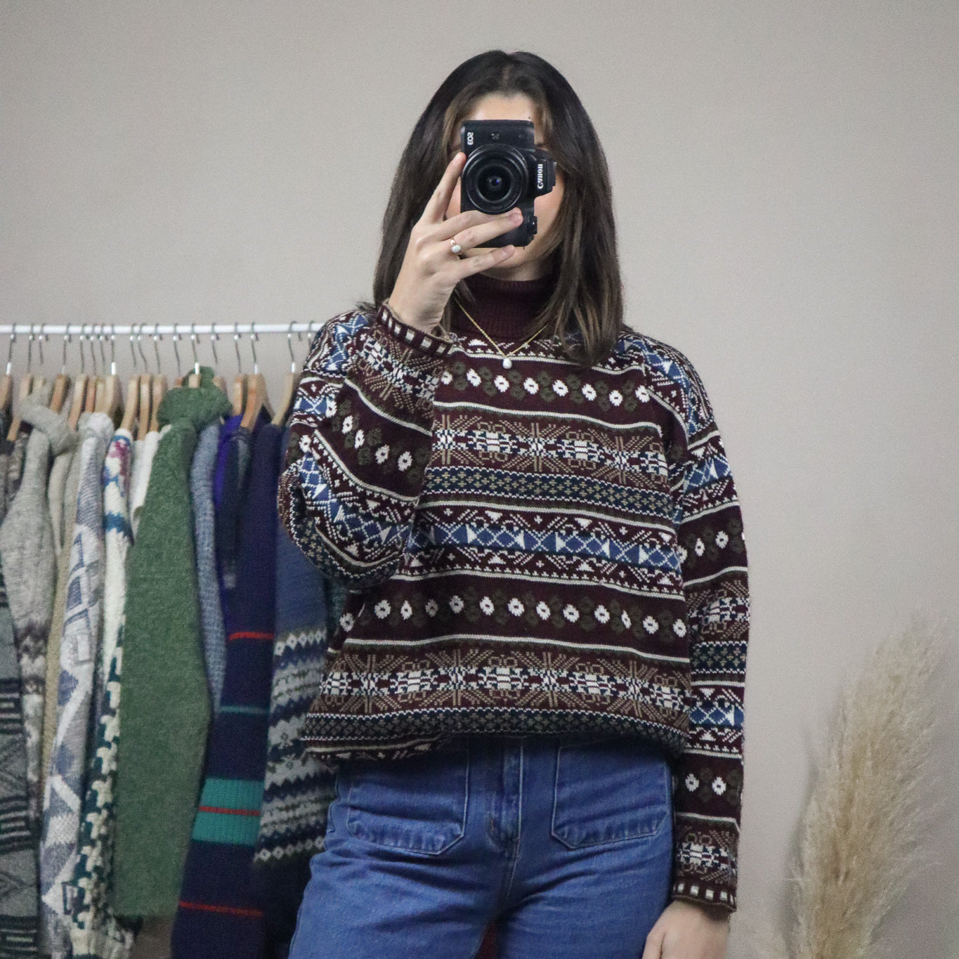 Made in Canada x Vintage x Patterned Turtle-Neck (L)