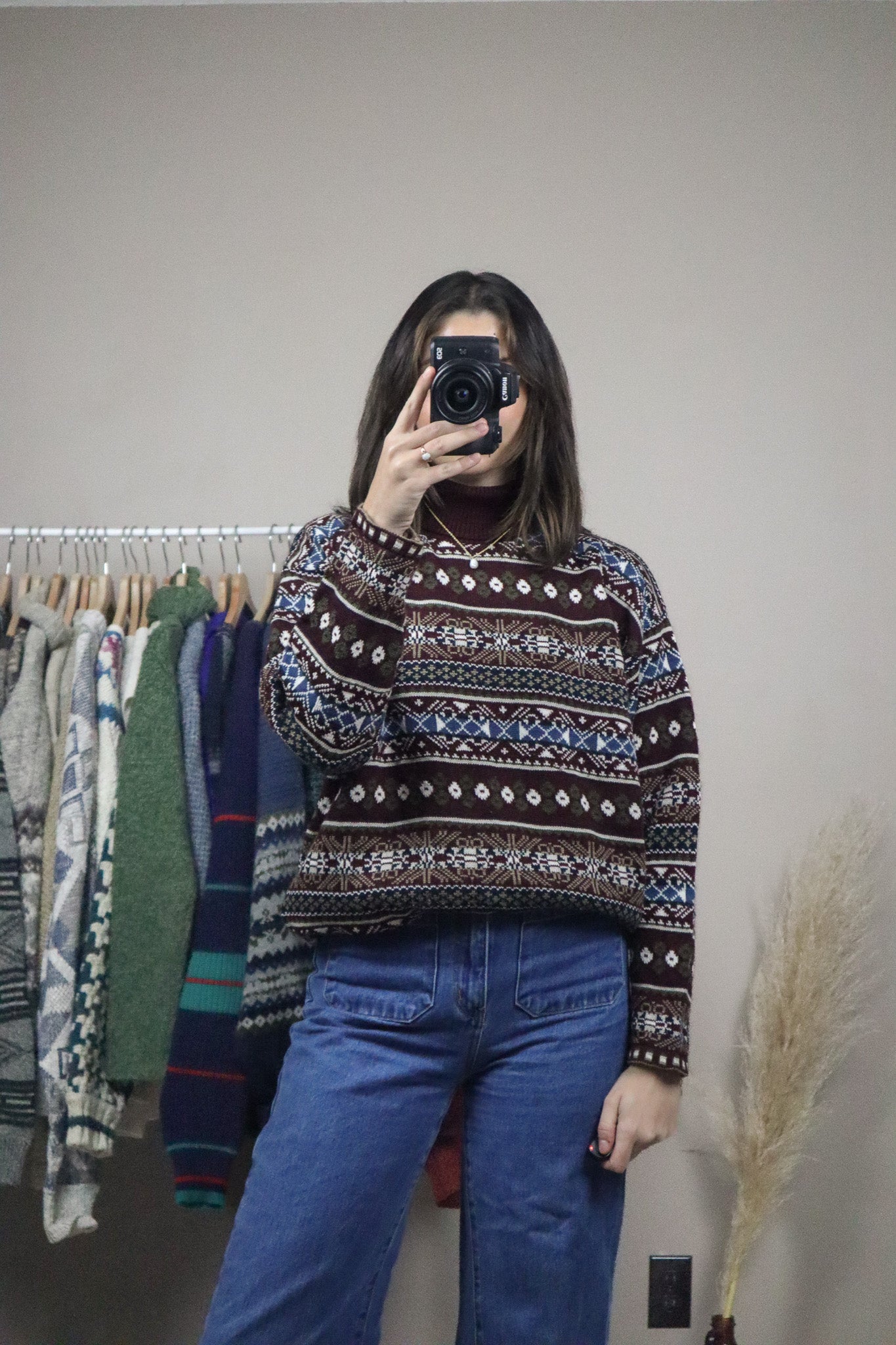 Made in Canada x Vintage x Patterned Turtle-Neck (L)
