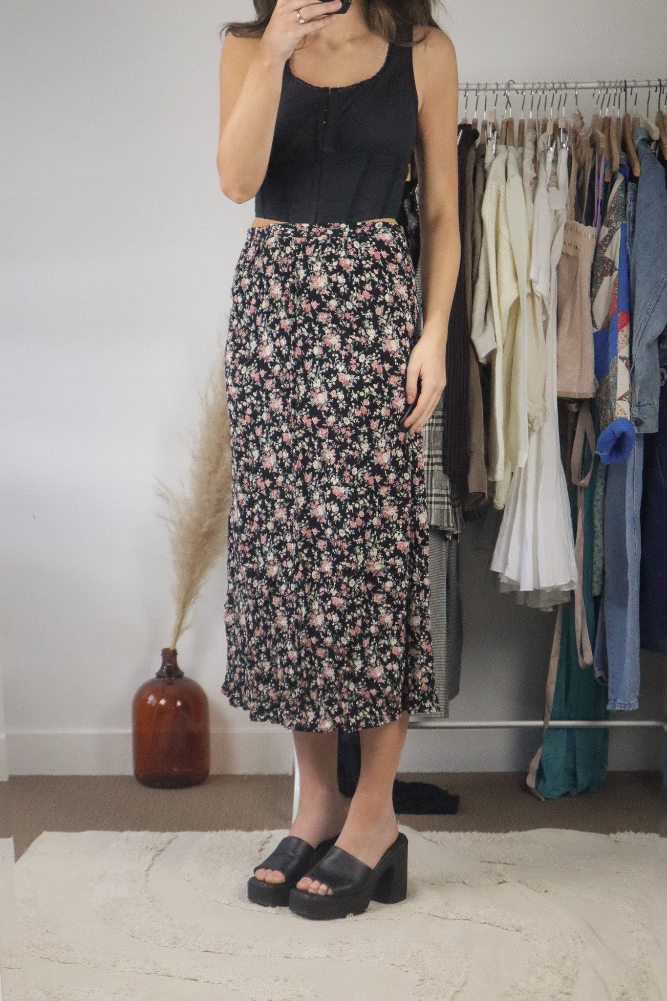 Vintage x Floral Midi Skrit (S)