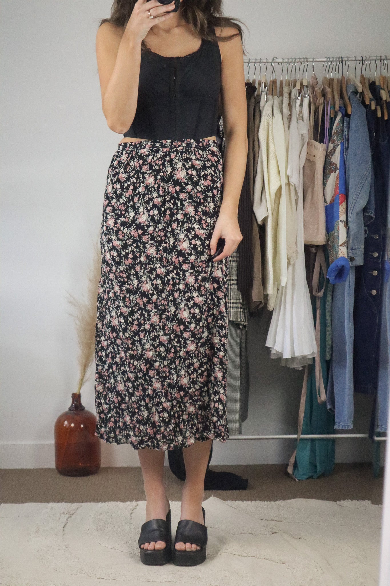 Vintage x Floral Midi Skrit (S)