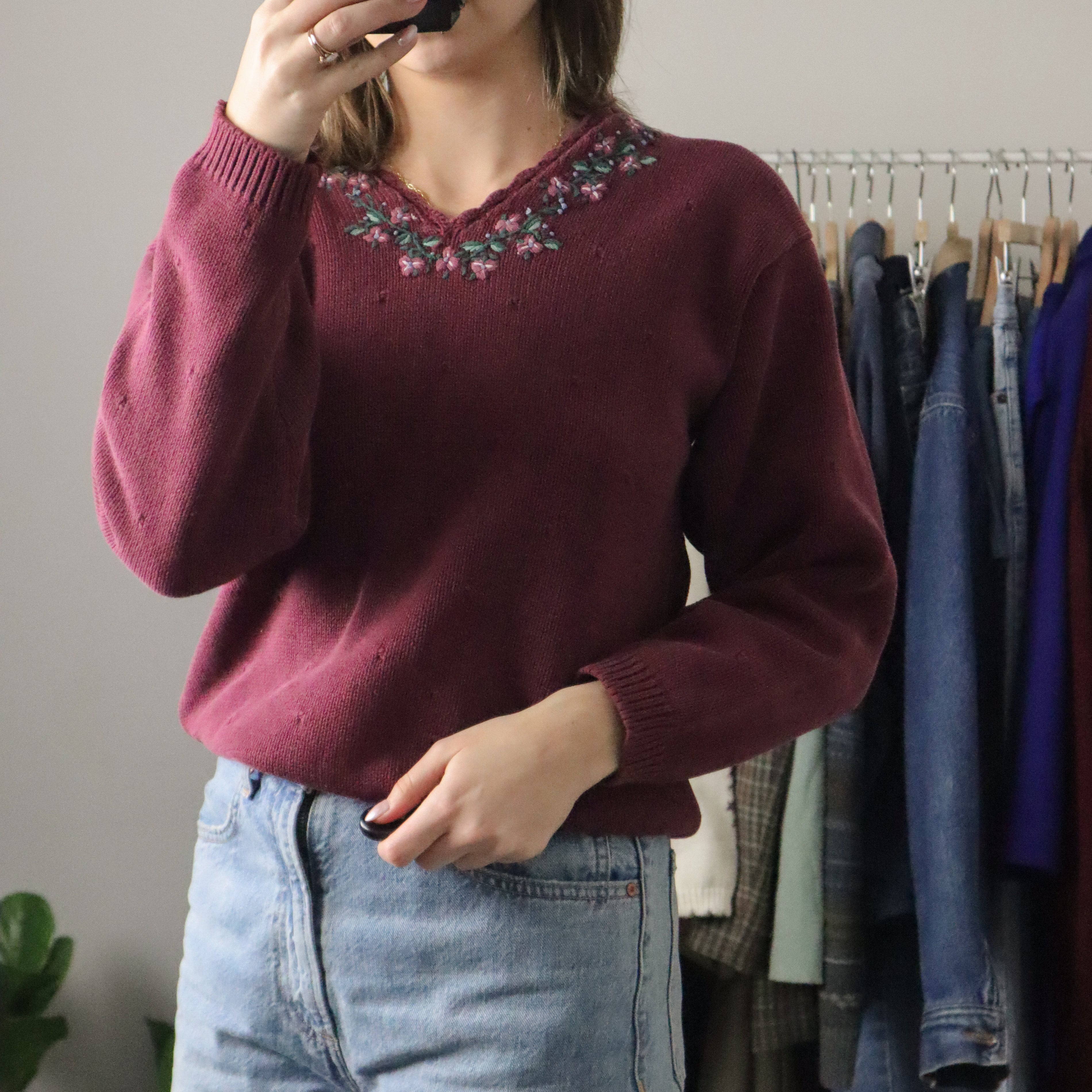Vintage x Embroidered Knit Sweater (XS)