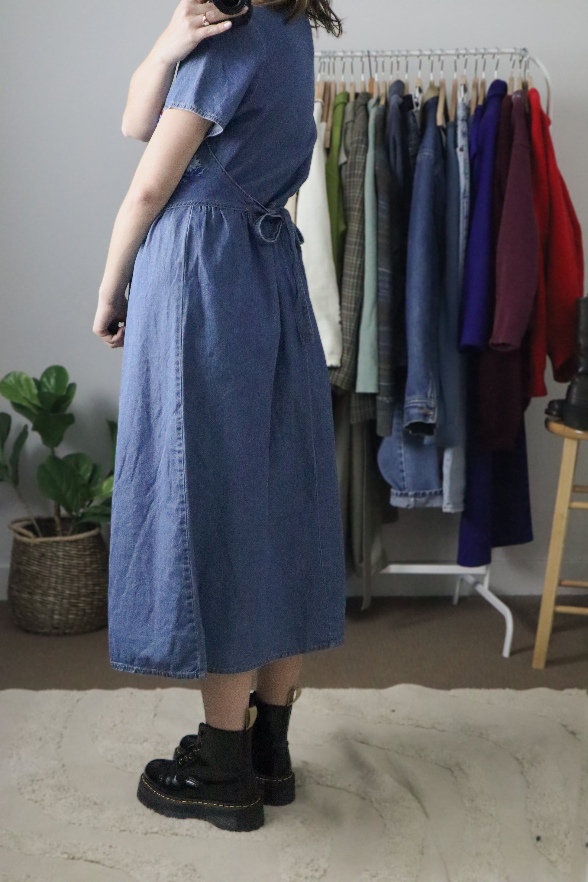 Vintage x Denim Vest Maxi Dress (M)