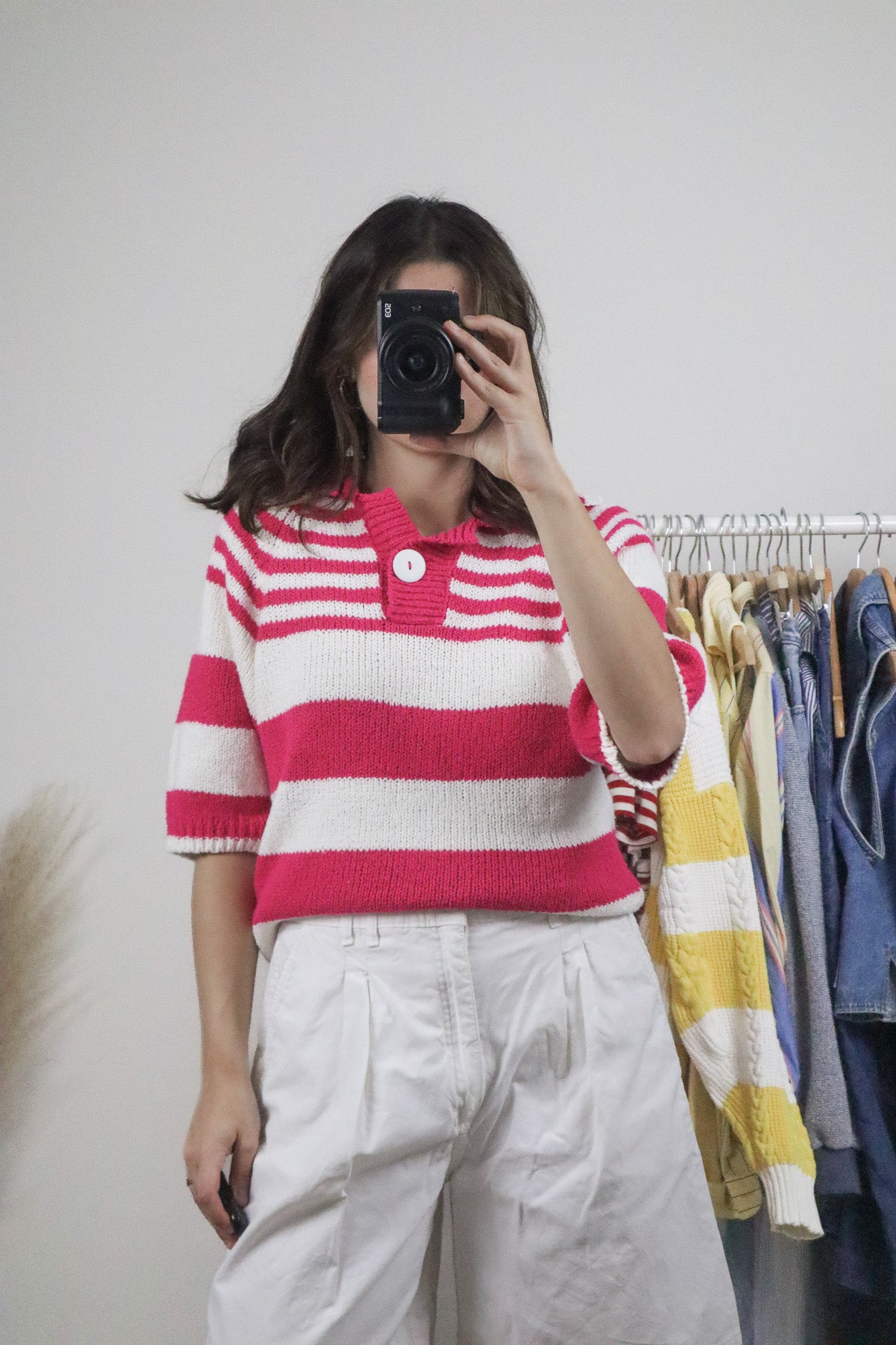 Made in Singapore x Vintage x Striped Short-Sleeve Knit (S/M)