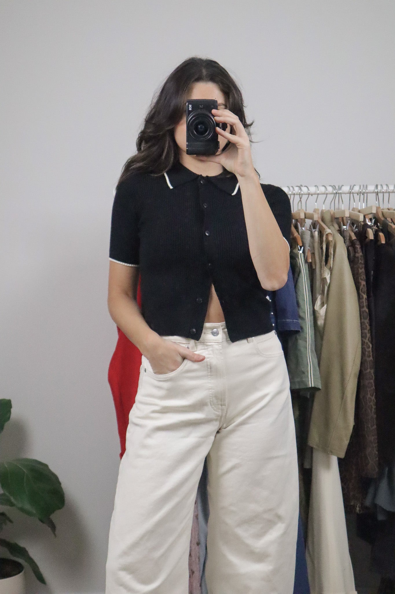 Modern x Wool Blend Collared Cropped Top (XS)