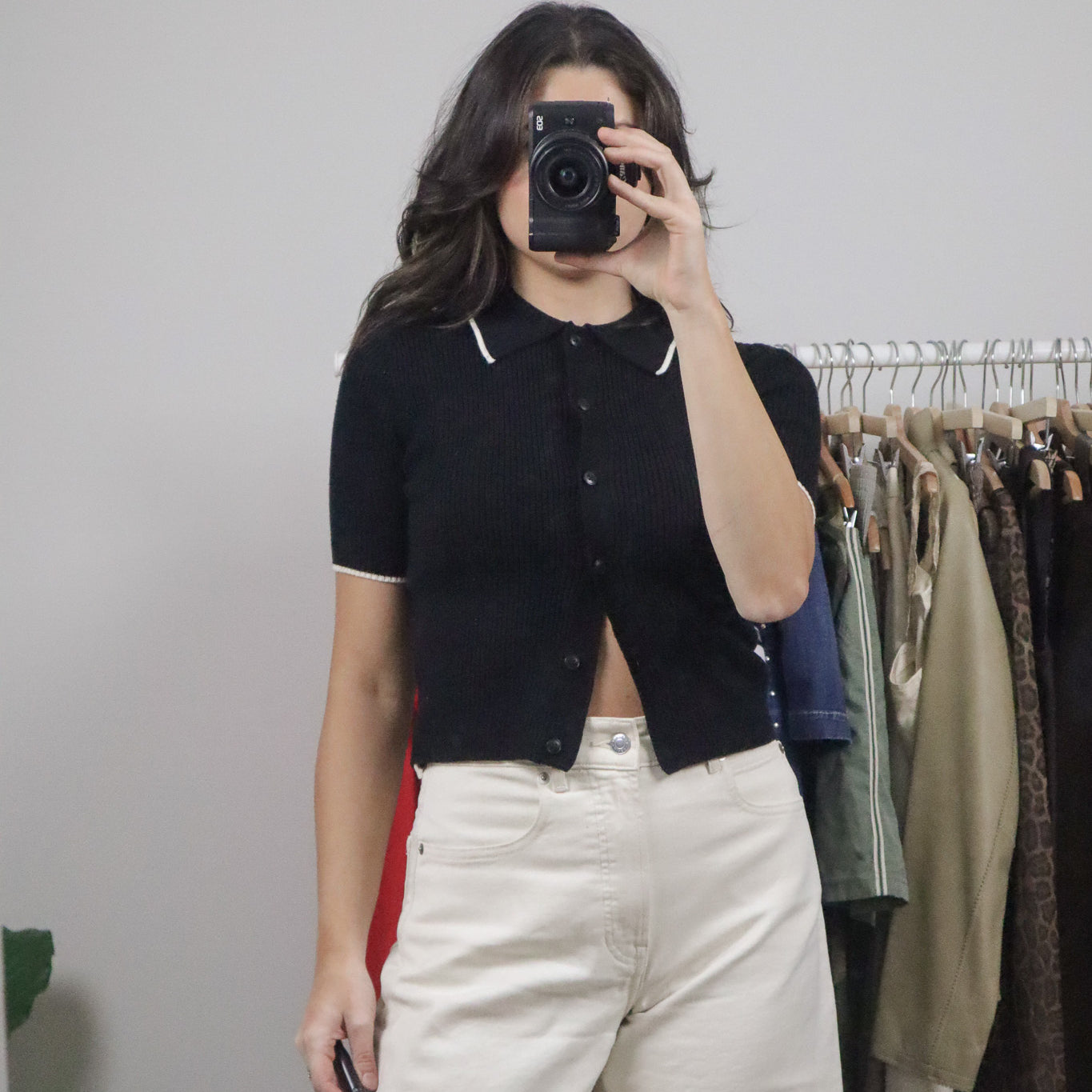 Modern x Wool Blend Collared Cropped Top (XS)