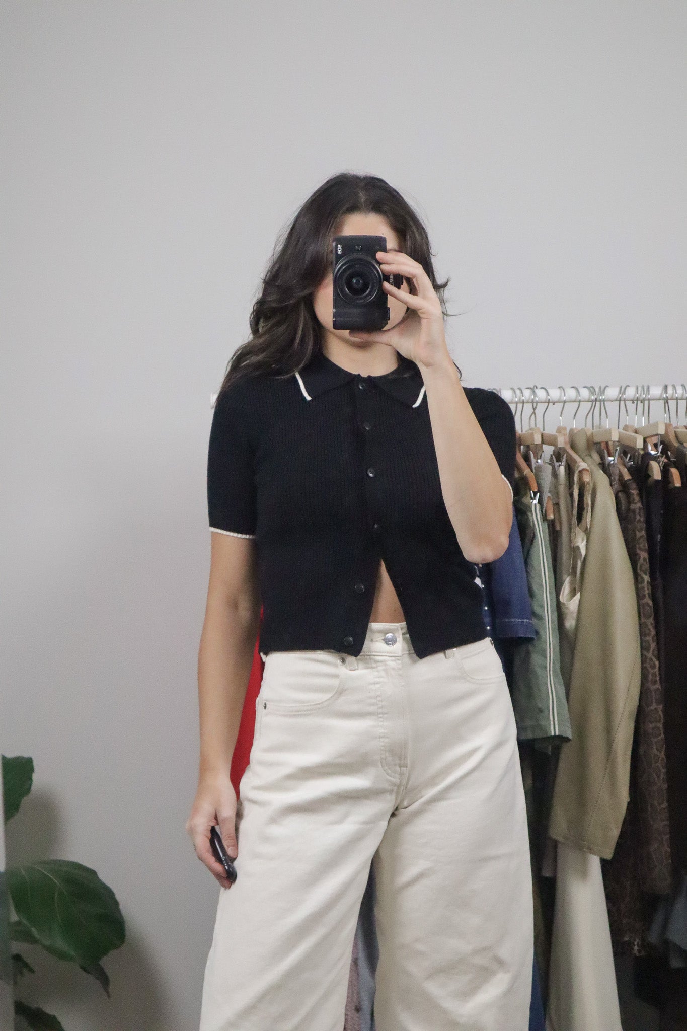 Modern x Wool Blend Collared Cropped Top (XS)