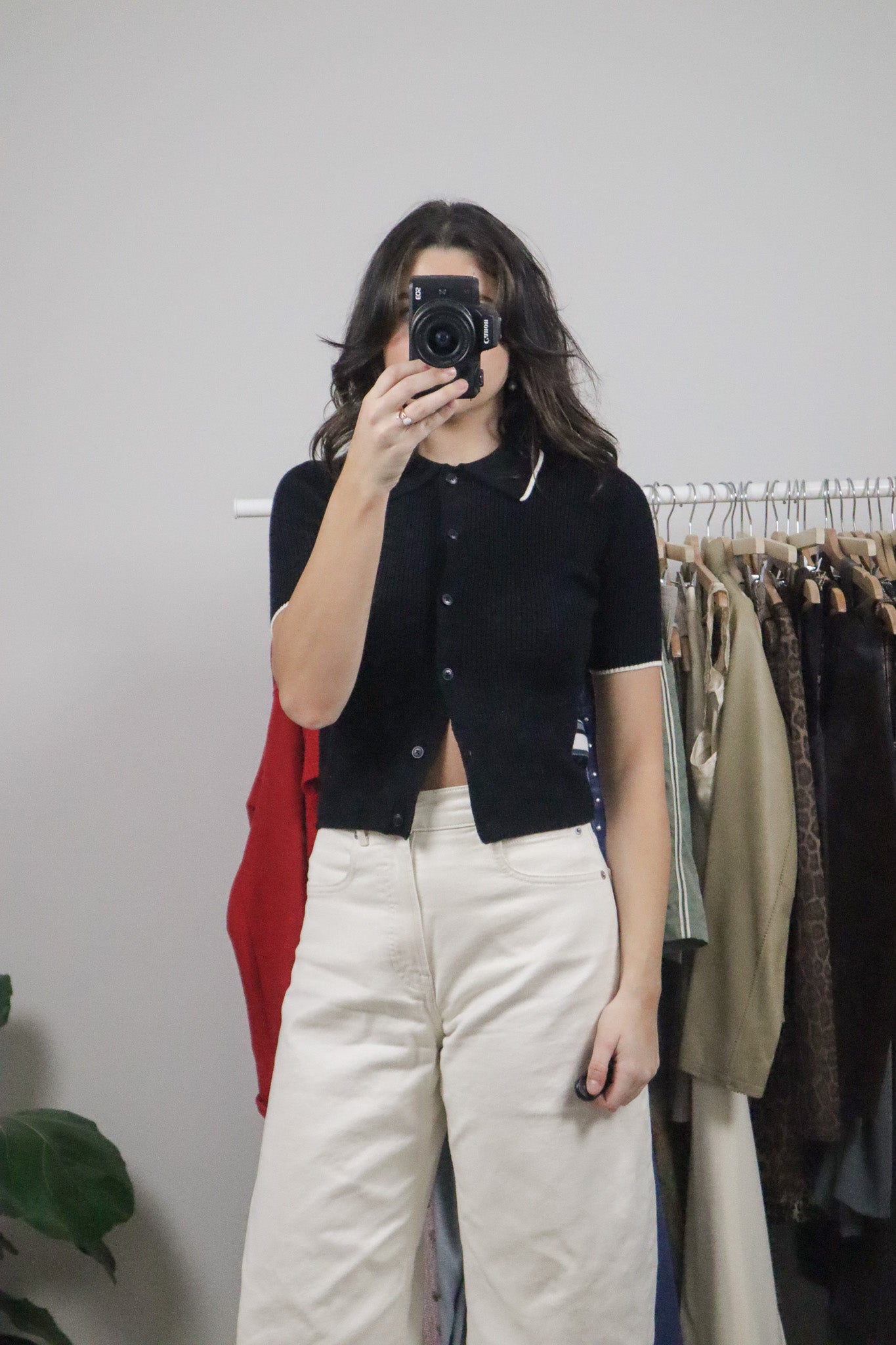 Modern x Wool Blend Collared Cropped Top (XS)
