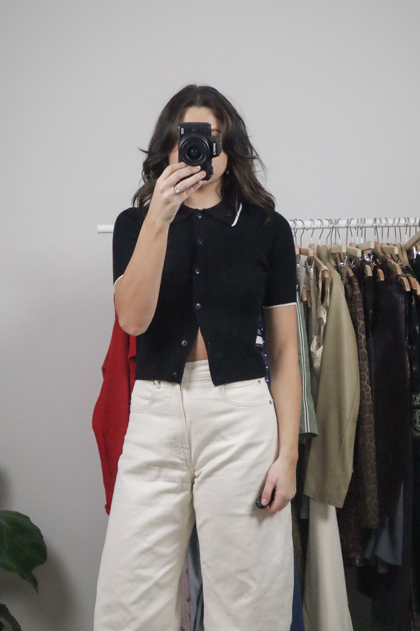 Modern x Wool Blend Collared Cropped Top (XS)