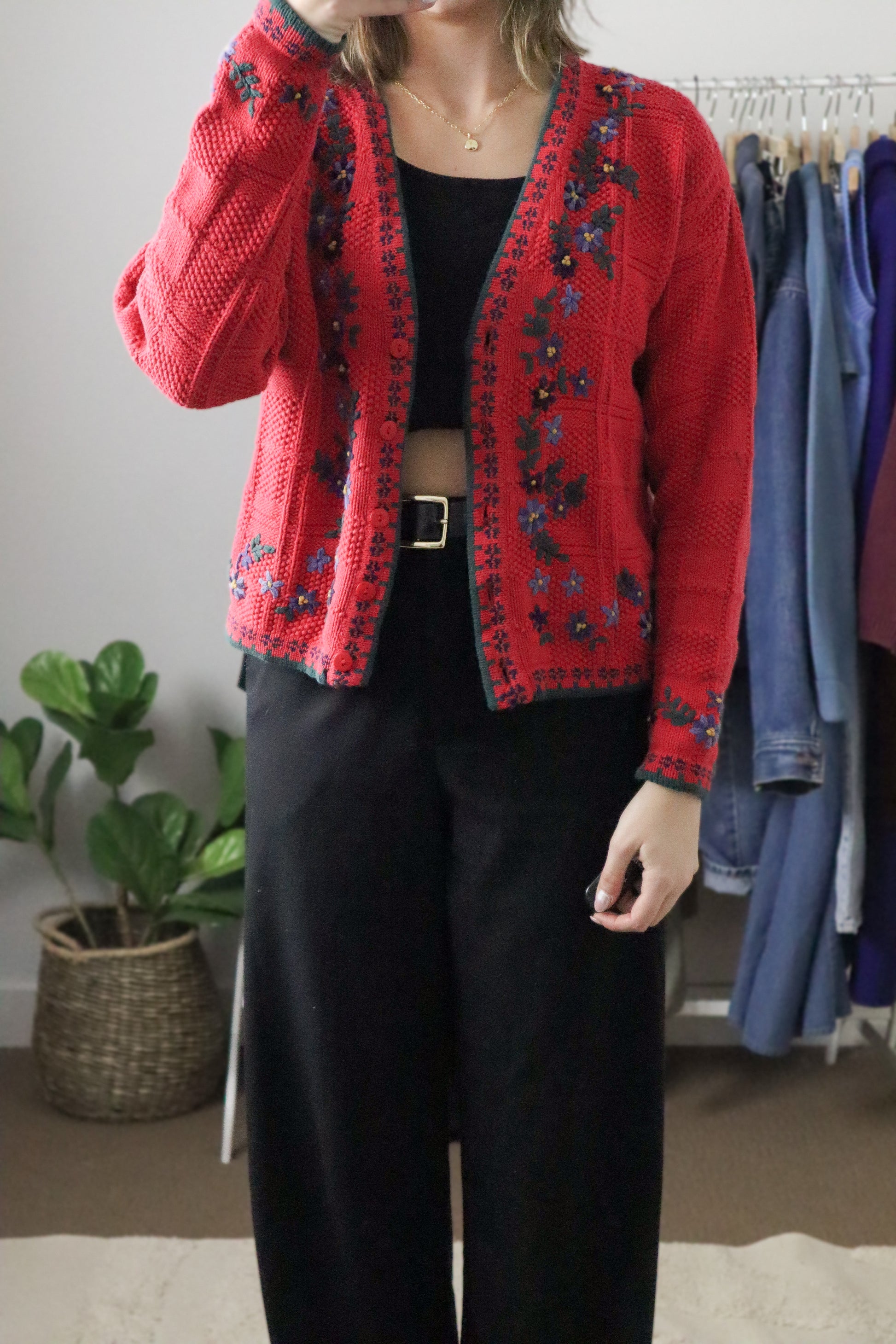 Vintage x Embroidered Cardigan (XS/S)