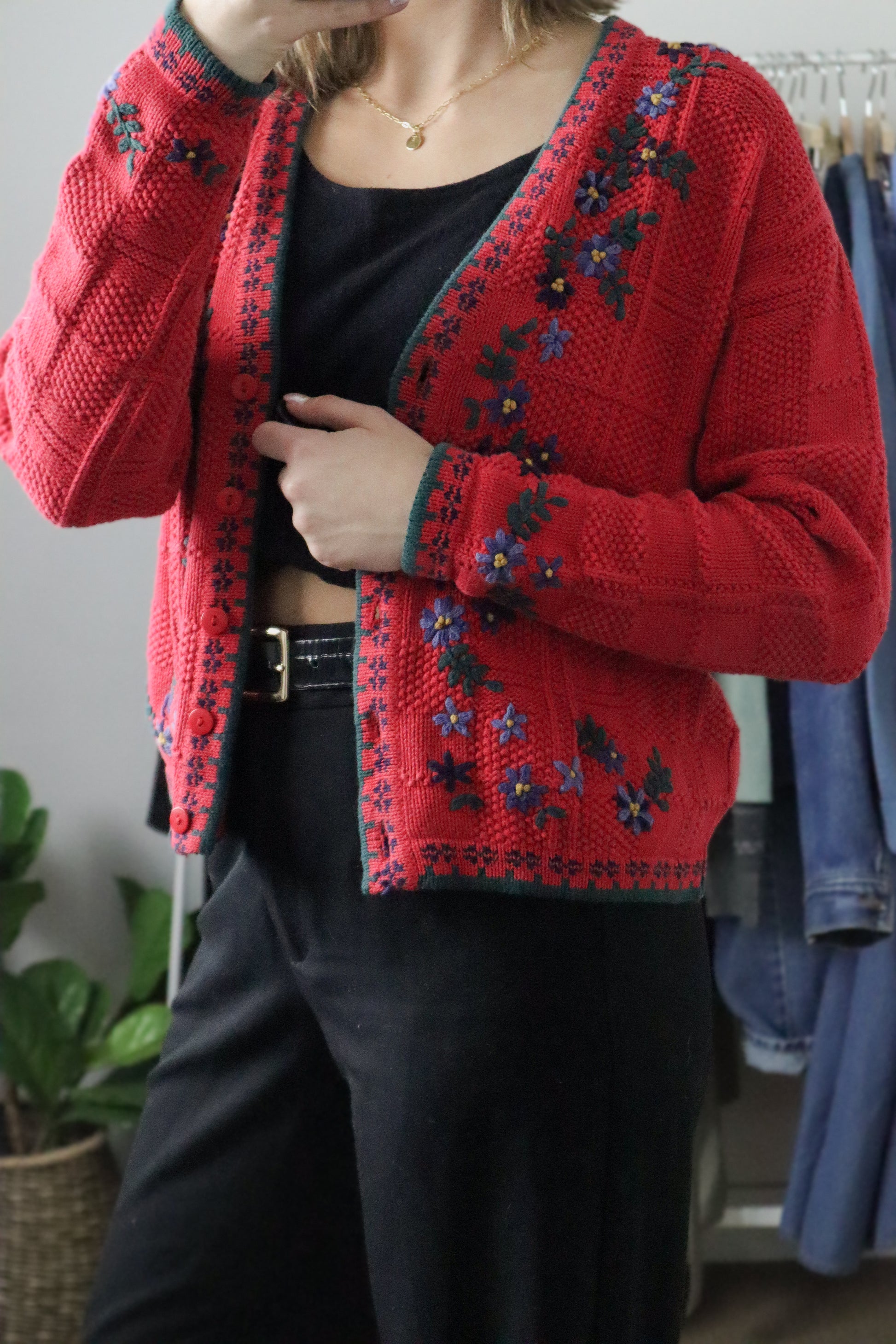 Vintage x Embroidered Cardigan (XS/S)