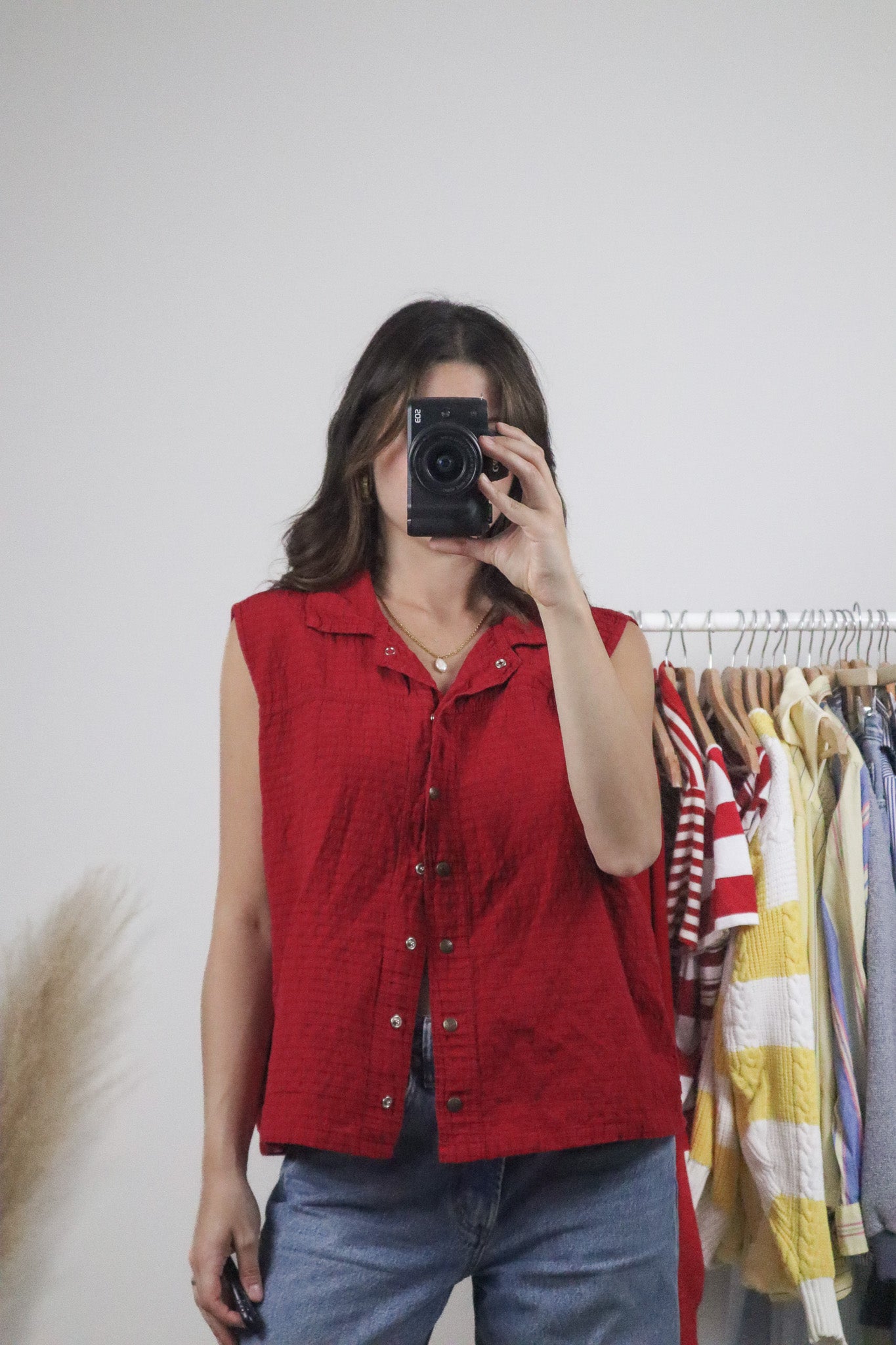 Made in Canada x Vintage x Cotton Gauzy Textured Tank (L)