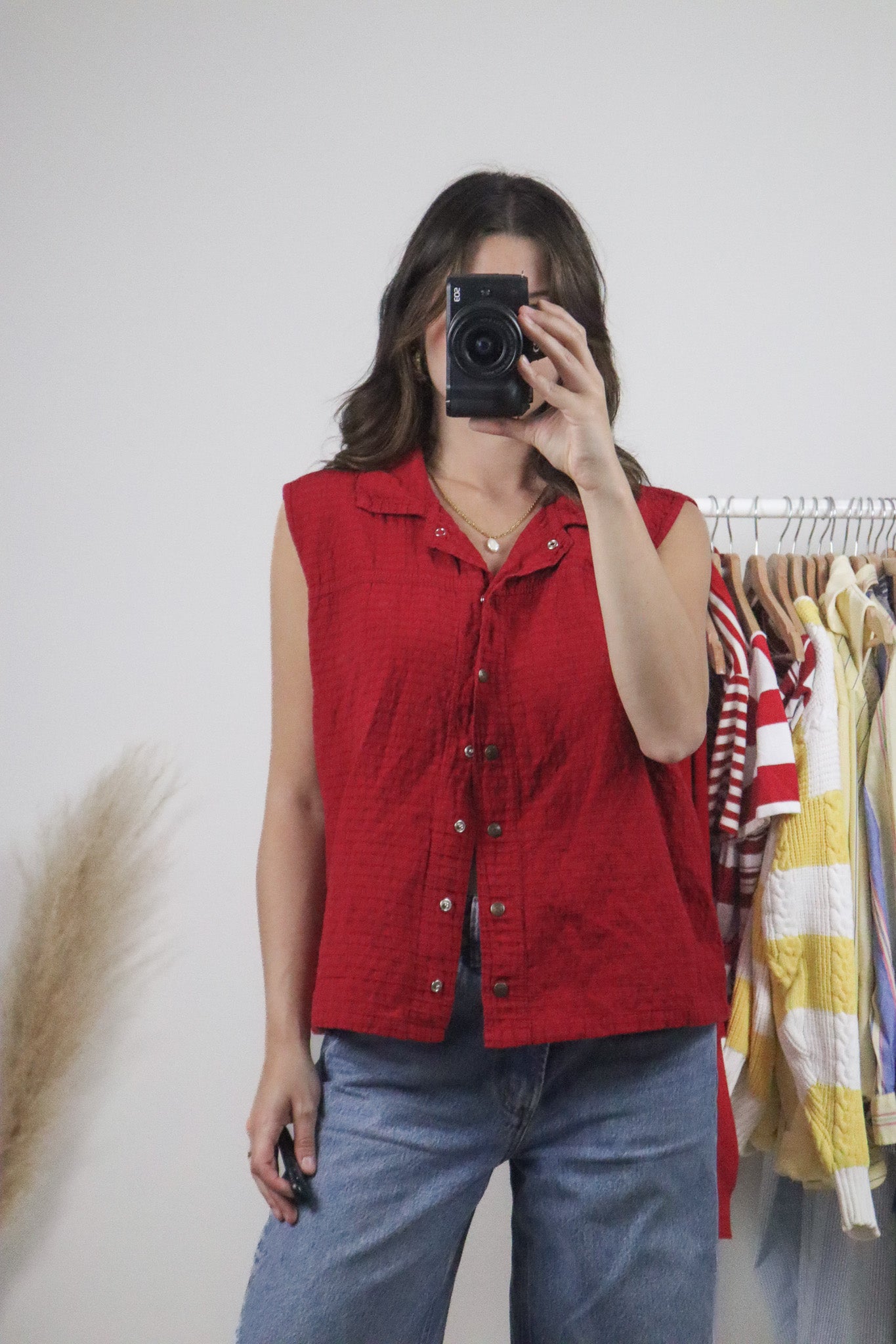 Made in Canada x Vintage x Cotton Gauzy Textured Tank (L)