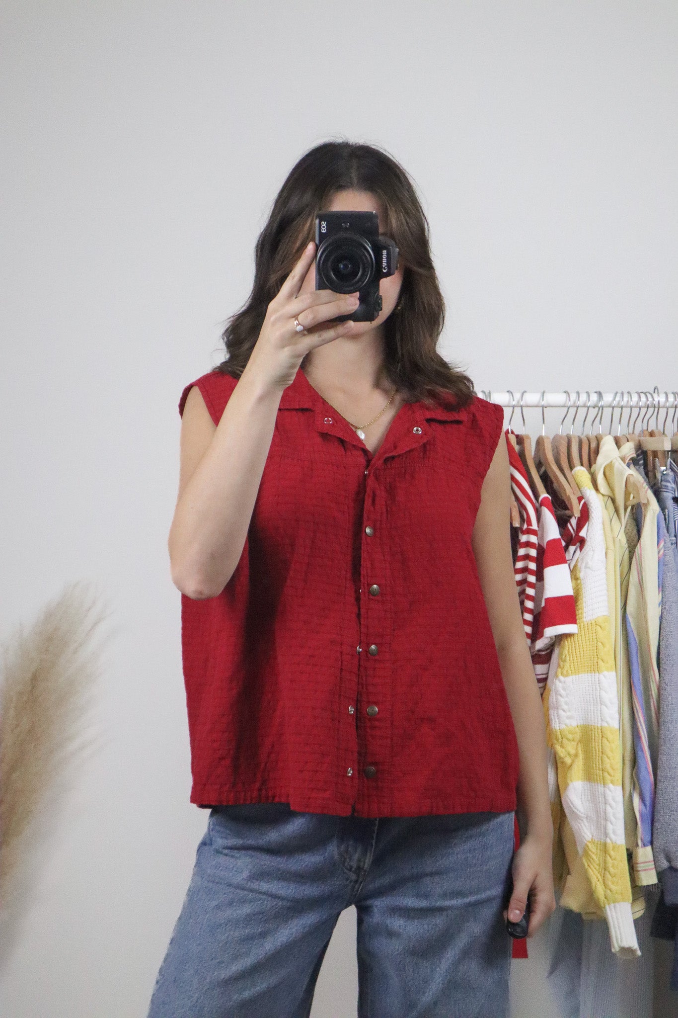 Made in Canada x Vintage x Cotton Gauzy Textured Tank (L)