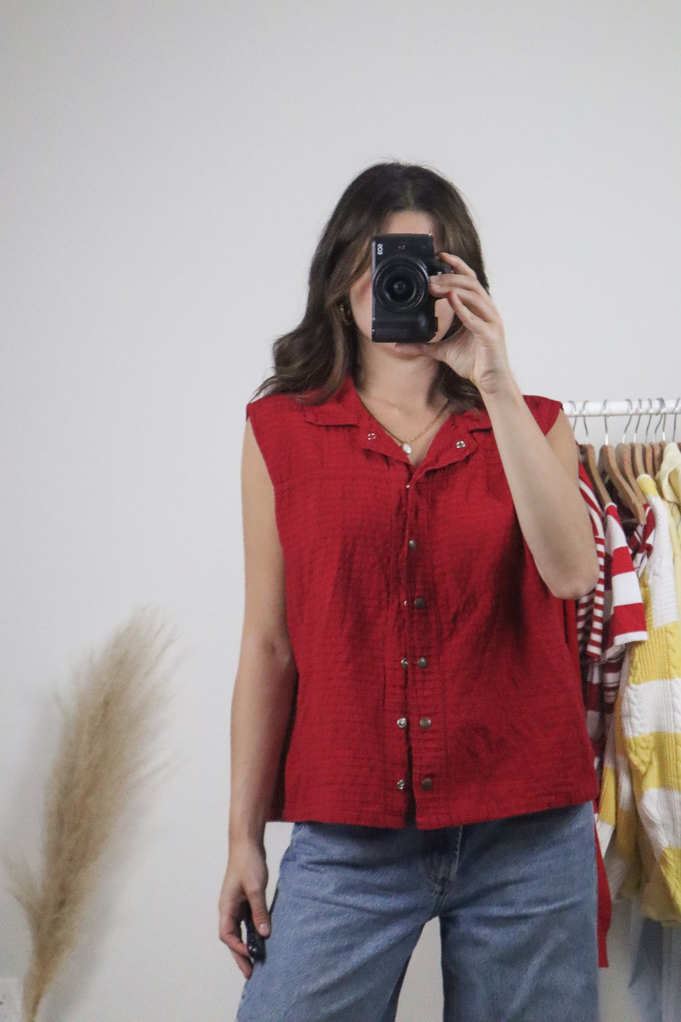 Made in Canada x Vintage x Cotton Gauzy Textured Tank (L)