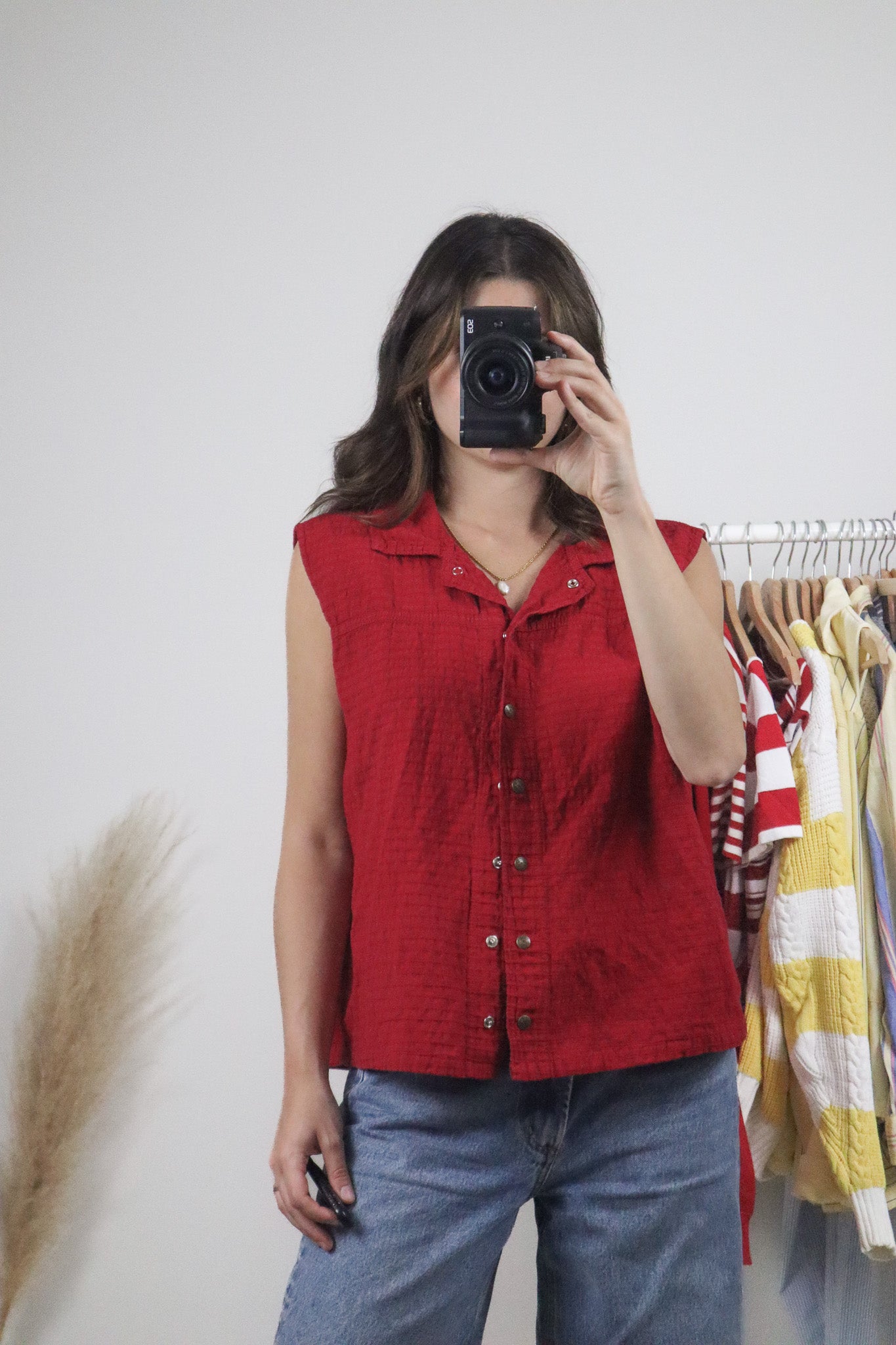 Made in Canada x Vintage x Cotton Gauzy Textured Tank (L)