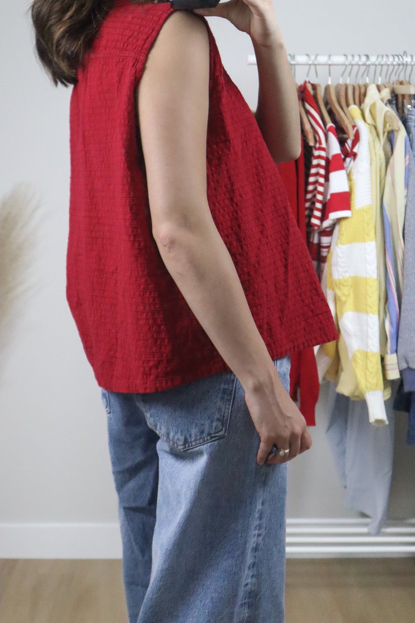 Made in Canada x Vintage x Cotton Gauzy Textured Tank (L)