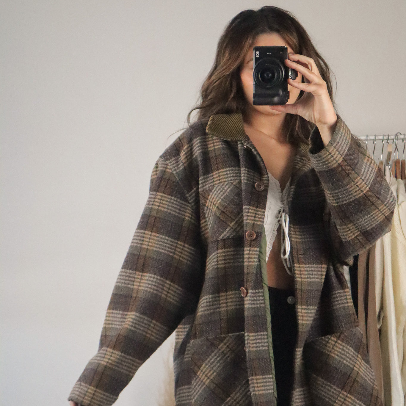 Vintage x Wool Blend Plaid Jacket (L)