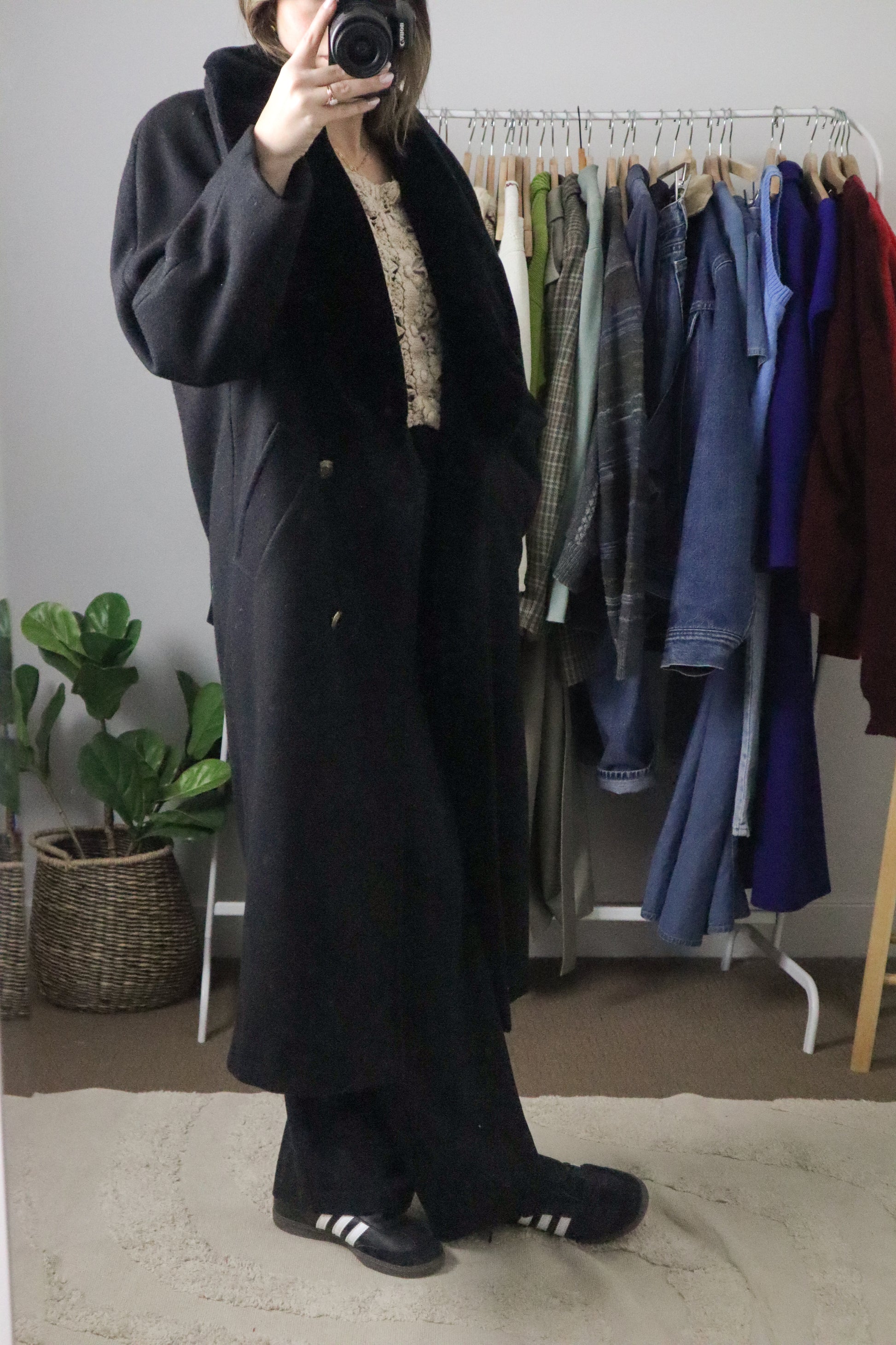 Vintage x Wool Faux Fur Collared Coat (M)
