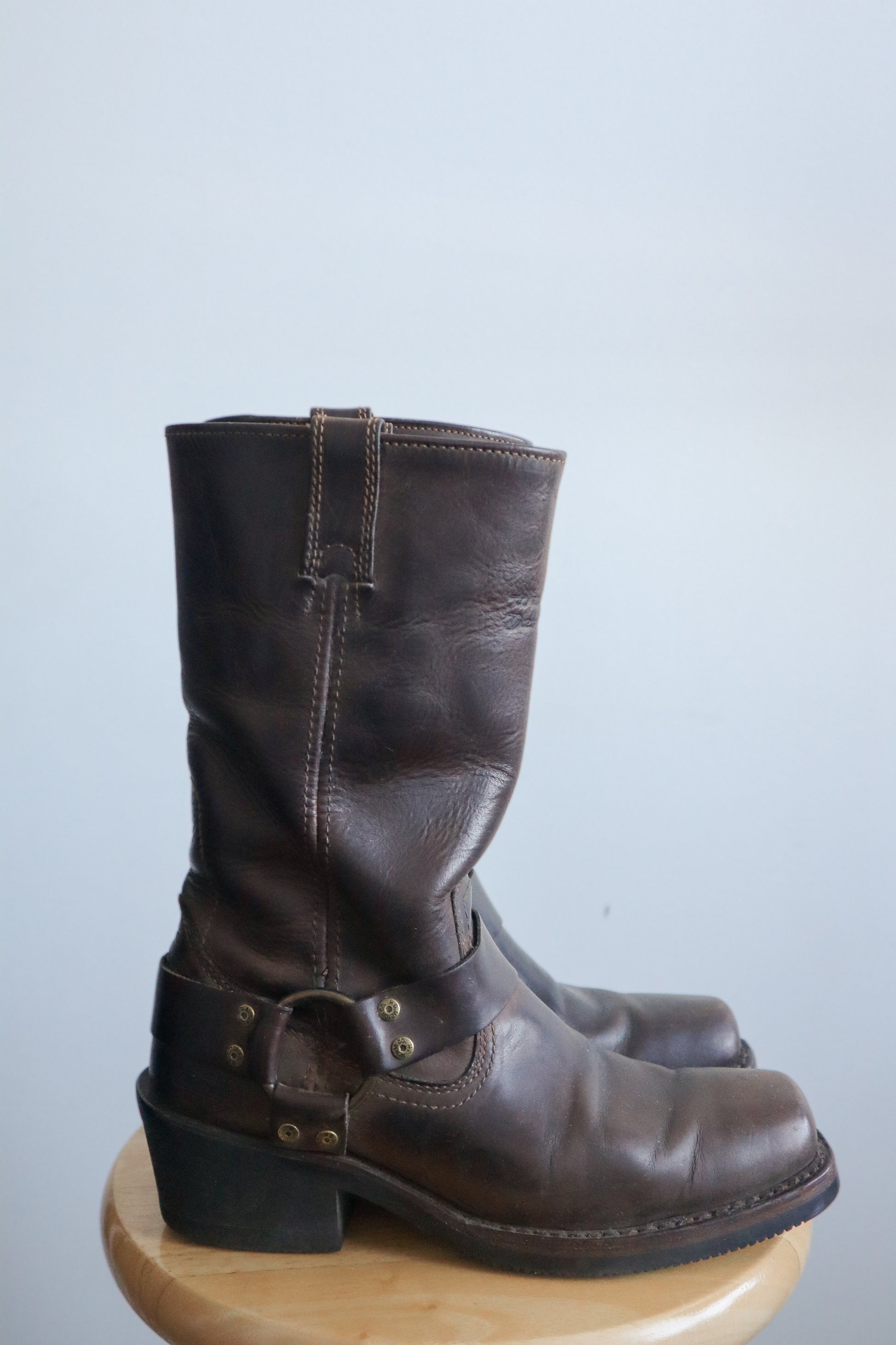 Vintage x Harley Davidson Leather Moto Boots (8/8.5)