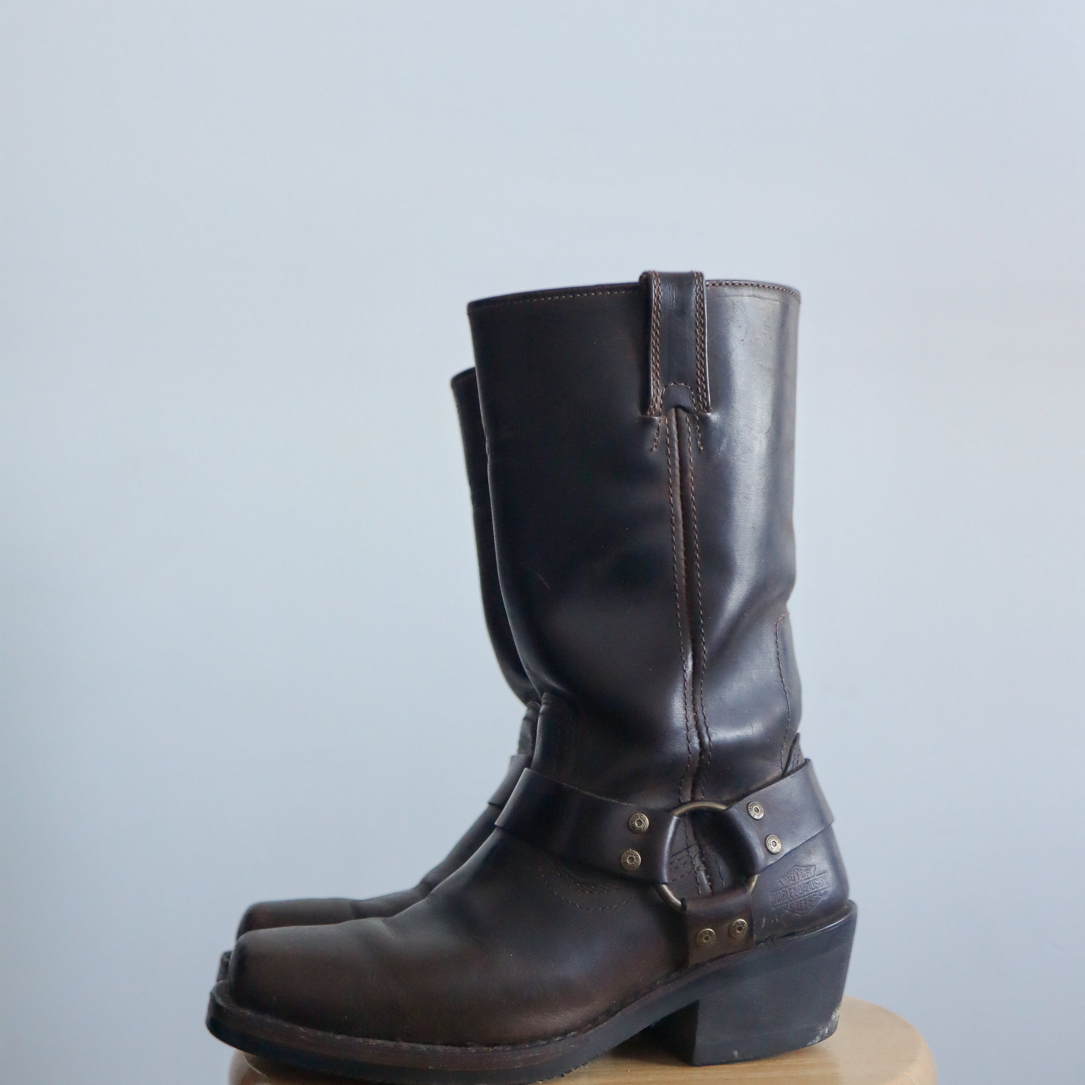 Vintage x Harley Davidson Leather Moto Boots (8/8.5)