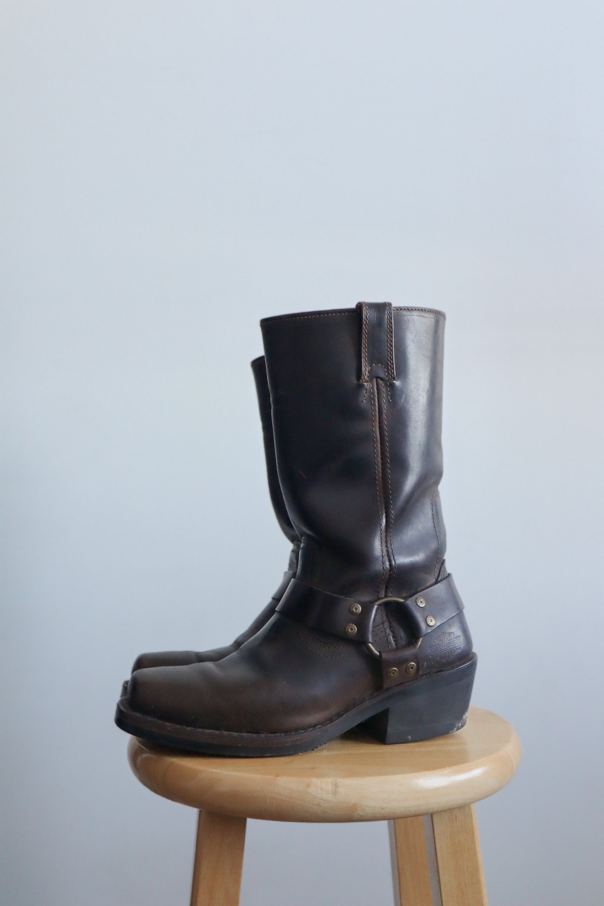 Vintage x Harley Davidson Leather Moto Boots (8/8.5)