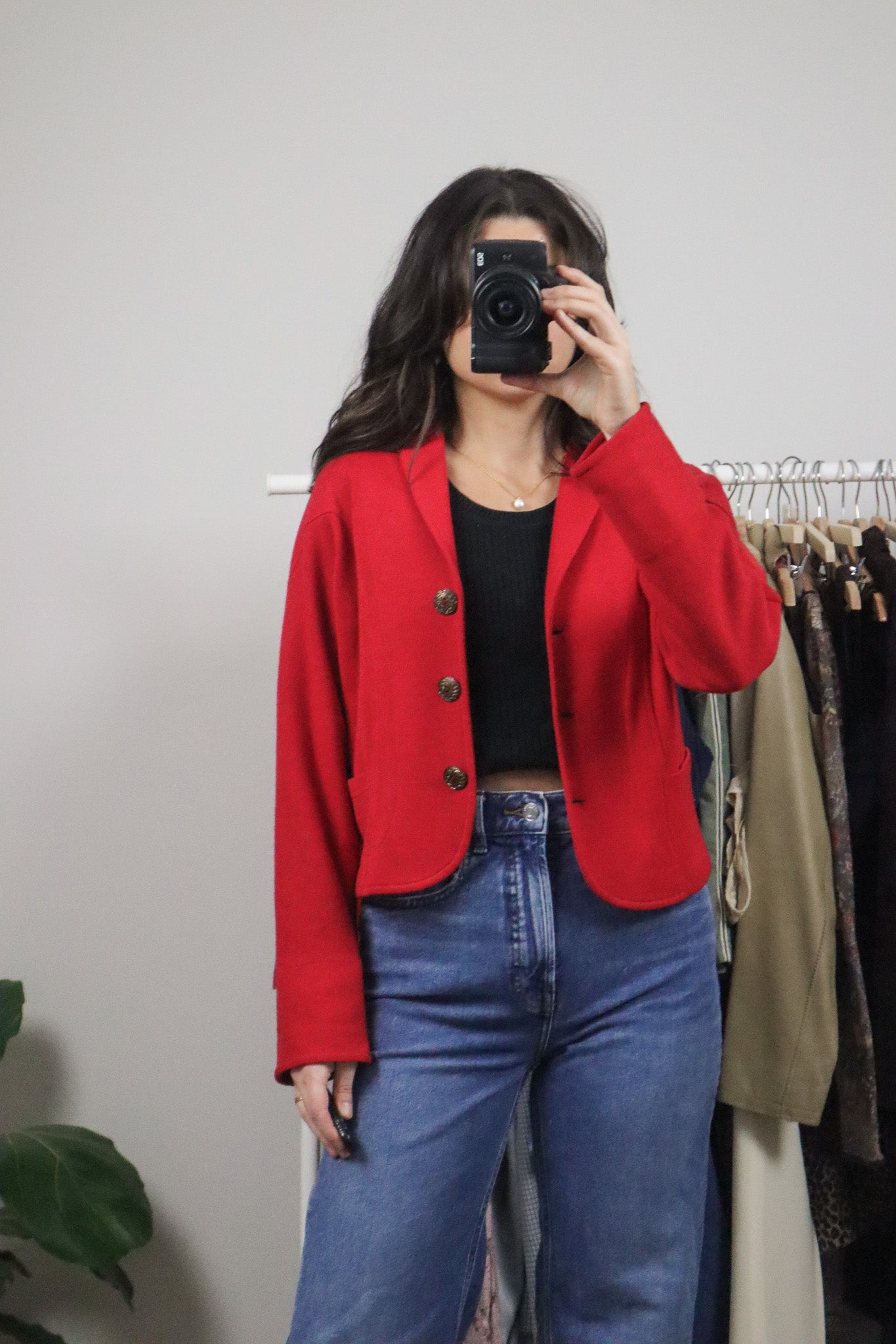 Made in Canada x Vintage x Cropped Knit Blazer (S)