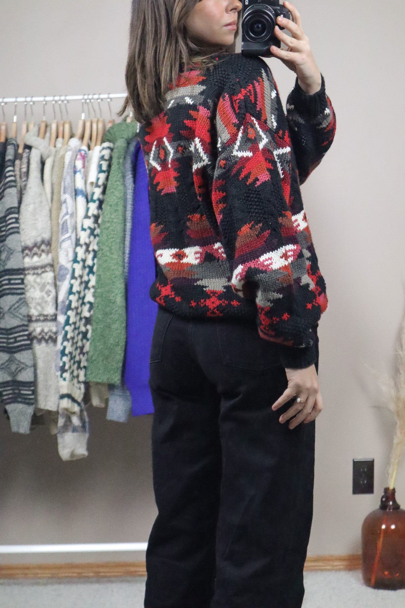Vintage x Hand Knit Patterned Knit (S)