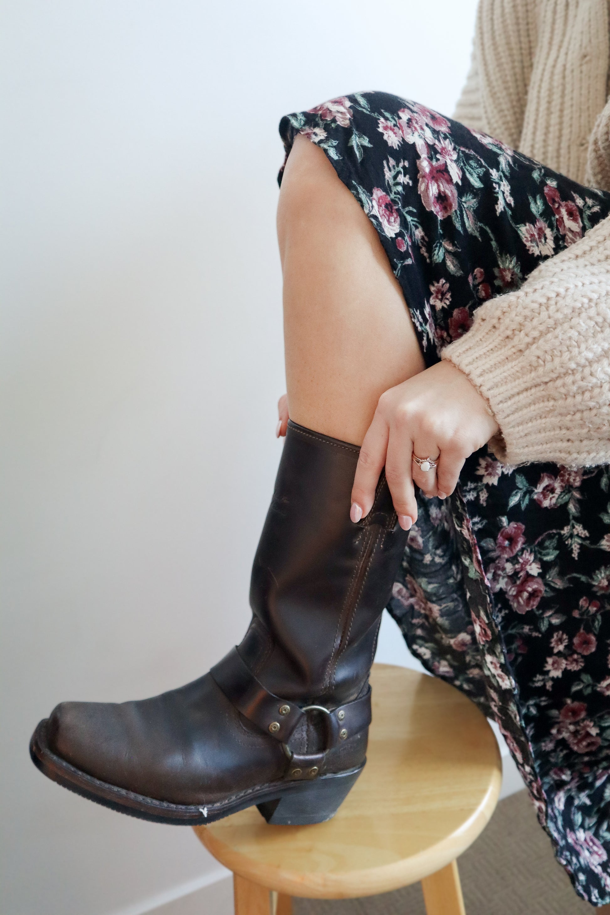 Vintage x Harley Davidson Leather Moto Boots (8/8.5)