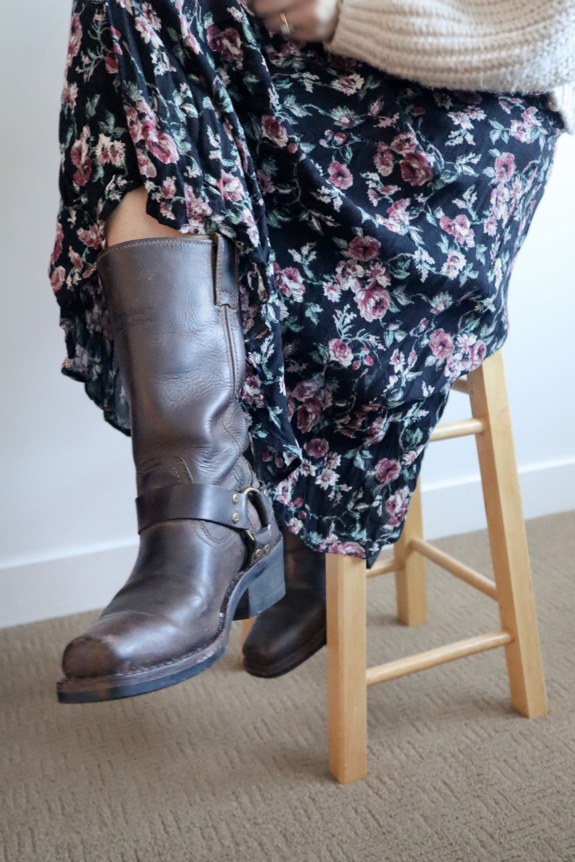 Vintage x Harley Davidson Leather Moto Boots (8/8.5)