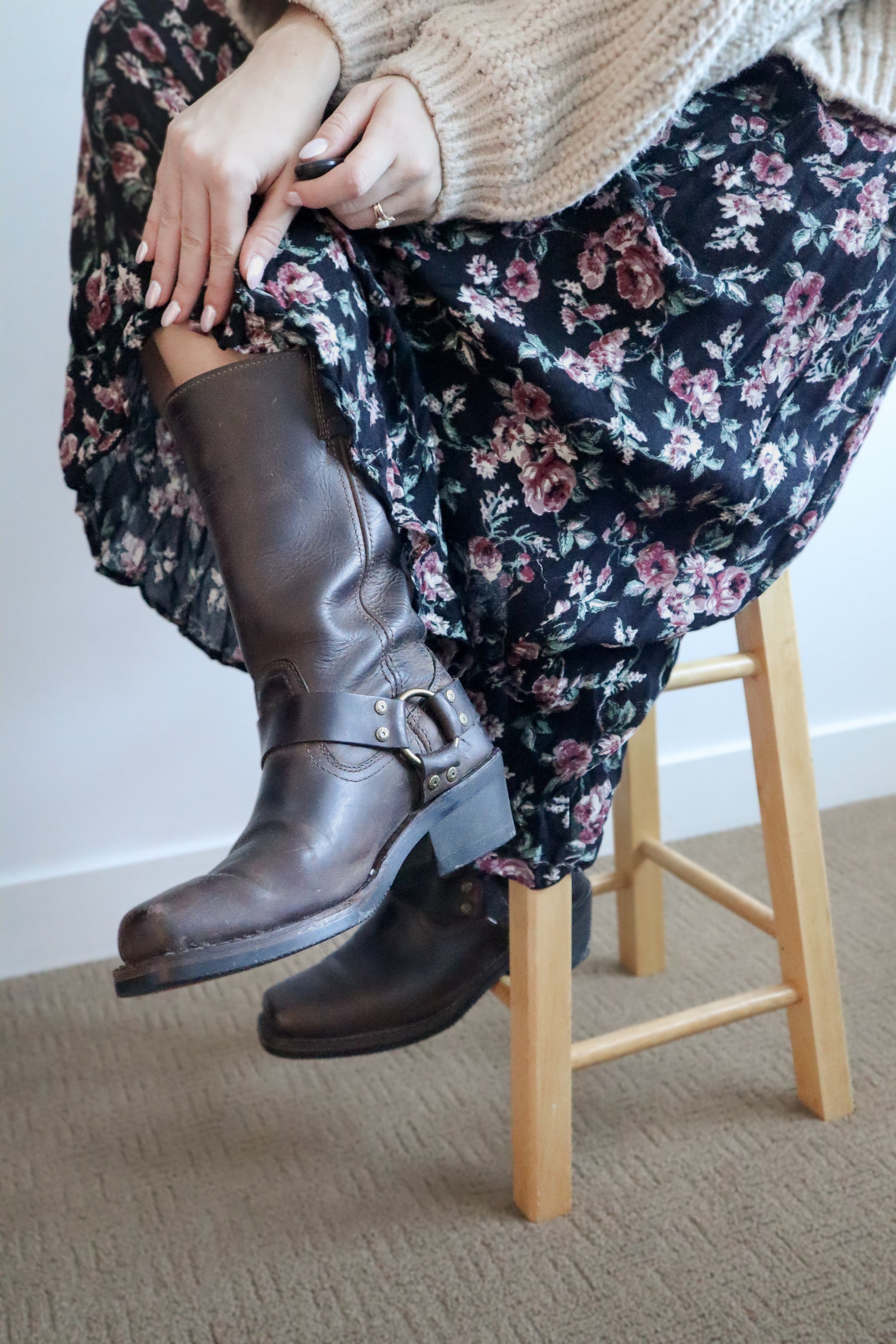 Vintage x Harley Davidson Leather Moto Boots (8/8.5)