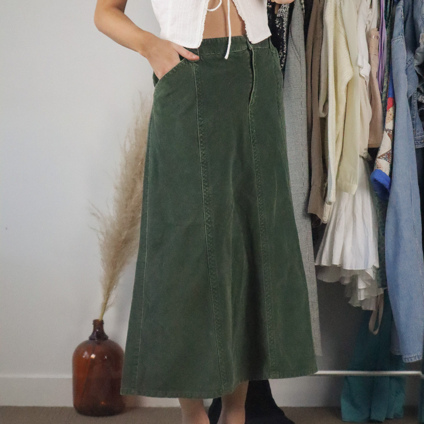 Vintage x Corduroy Maxi Skirt (XL)