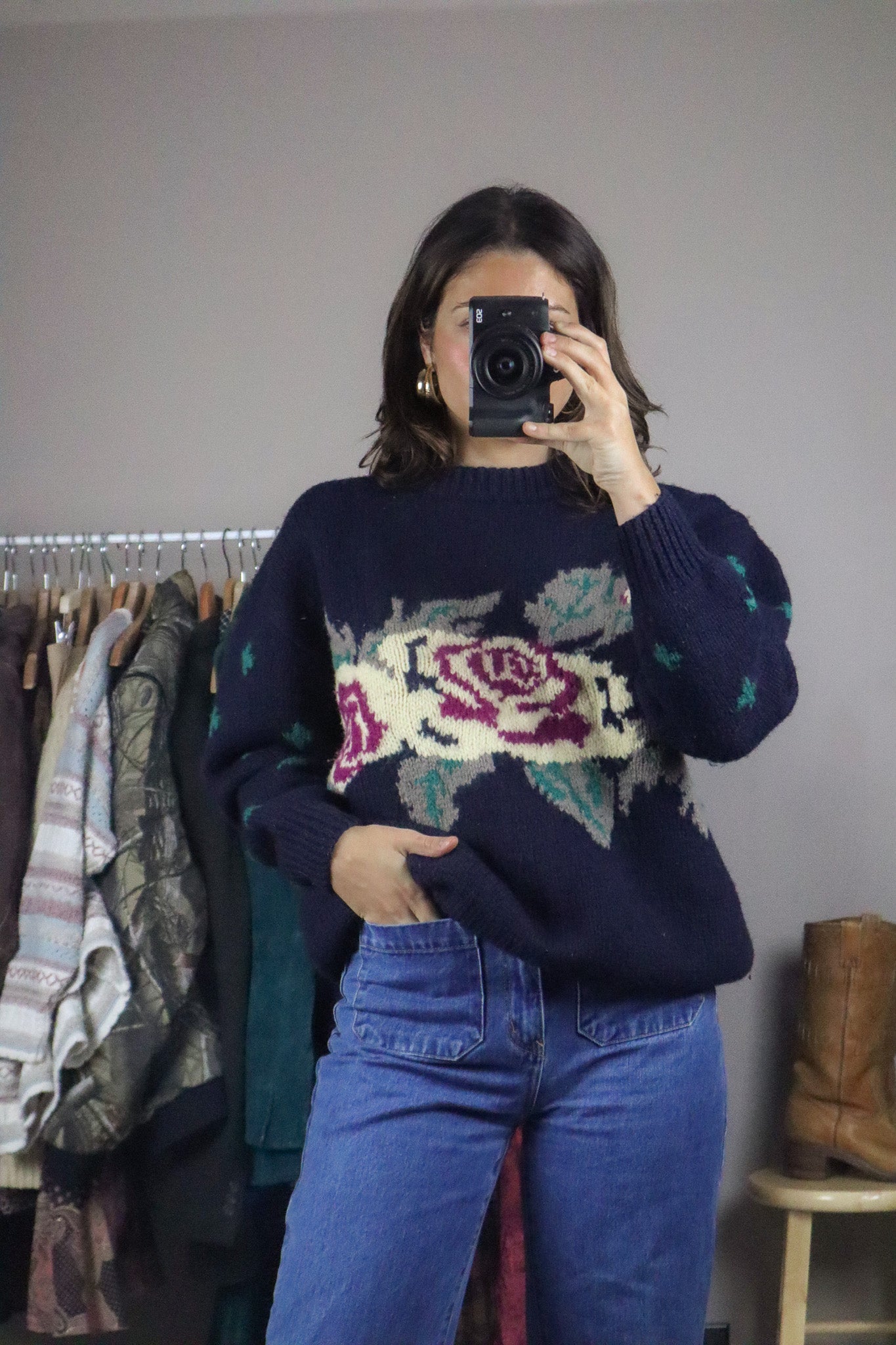 Vintage x Wool Flower Knit Sweater (S/M)