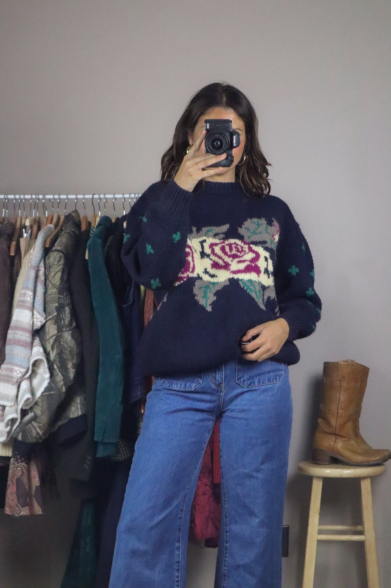 Vintage x Wool Flower Knit Sweater (S/M)