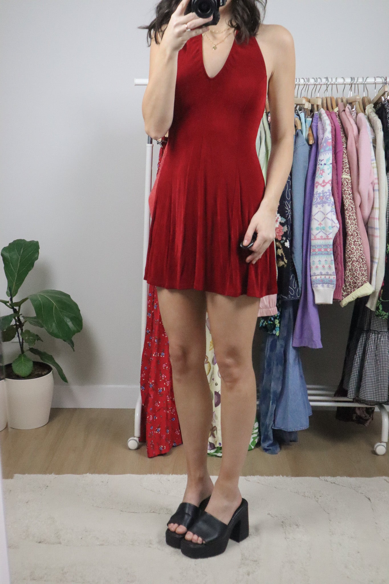 Made in USA x Vintage x Halter Mini Dress (S)