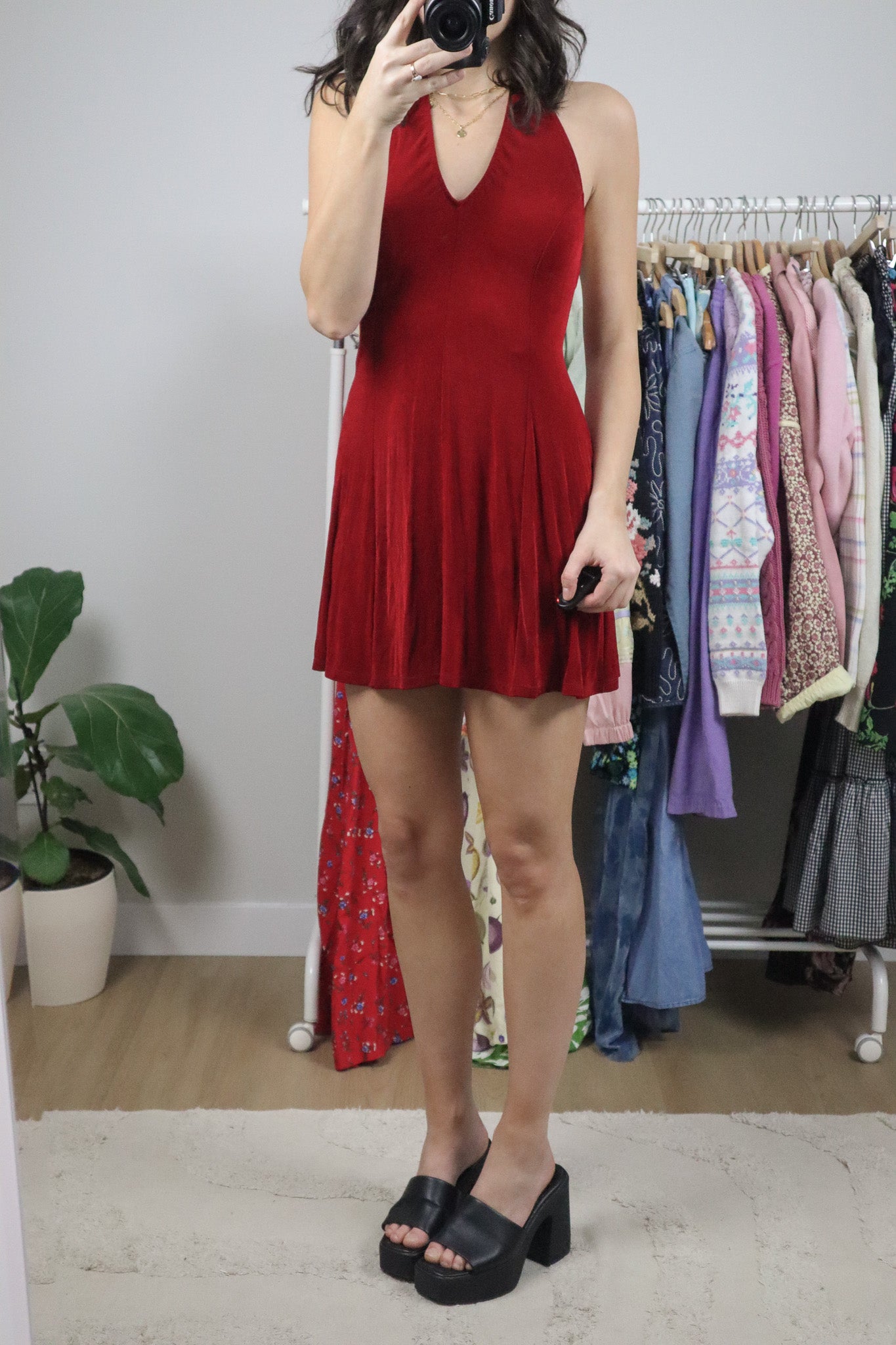 Made in USA x Vintage x Halter Mini Dress (S)