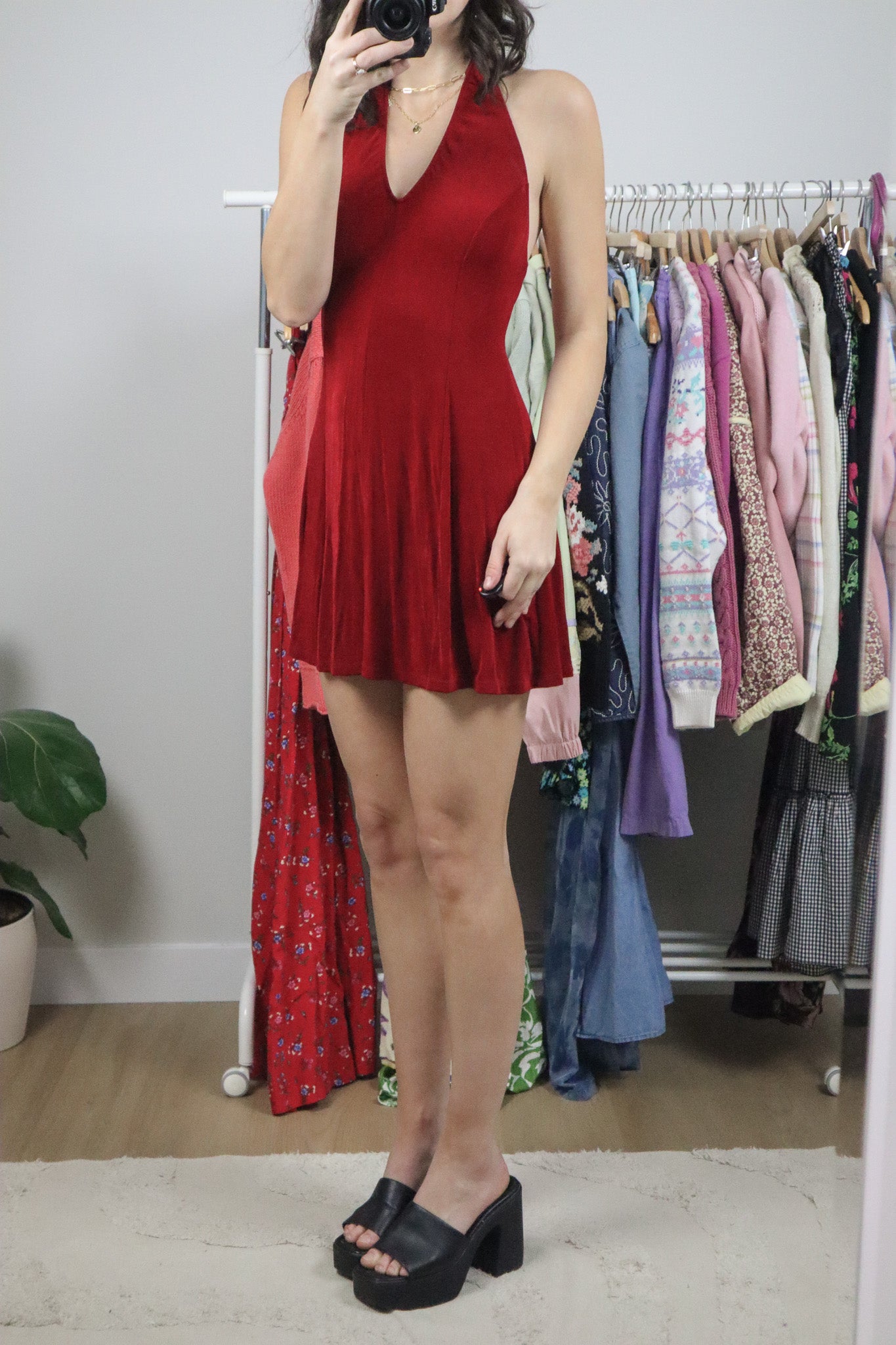 Made in USA x Vintage x Halter Mini Dress (S)