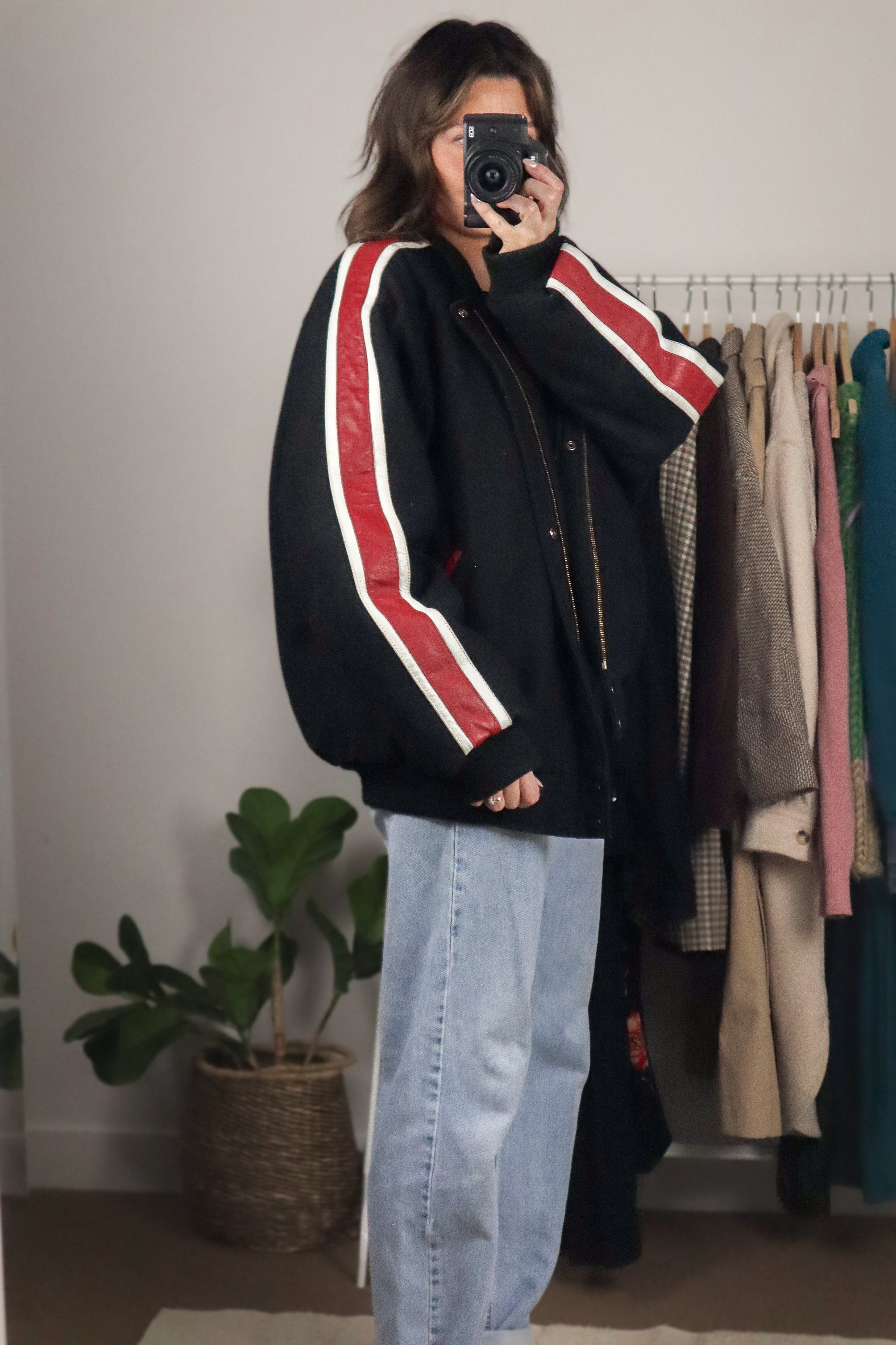 Vintage x Wool & Leather Bomber Coat (L)