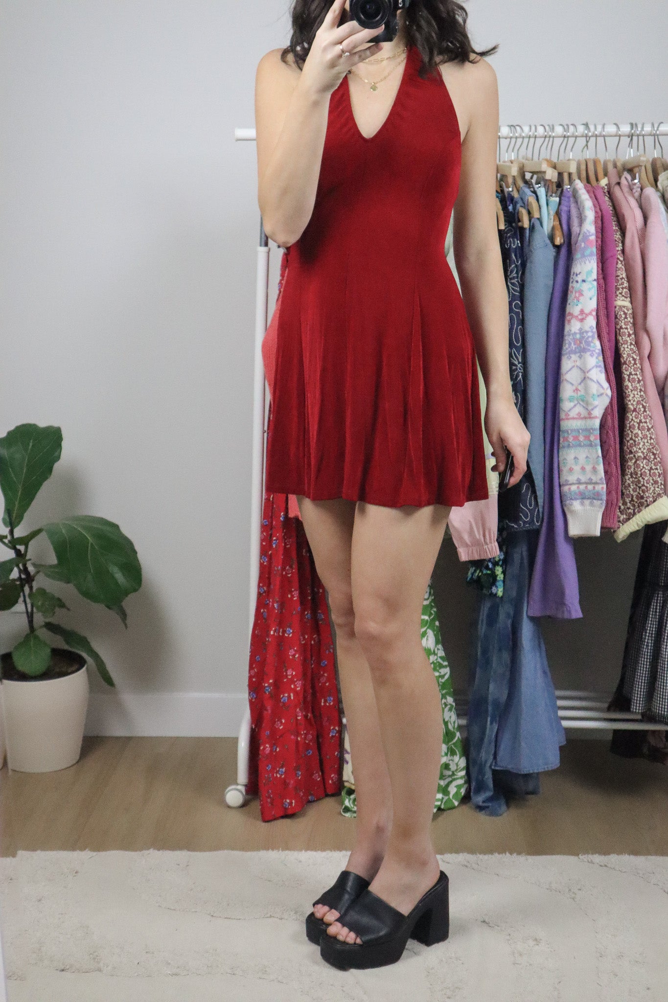 Made in USA x Vintage x Halter Mini Dress (S)