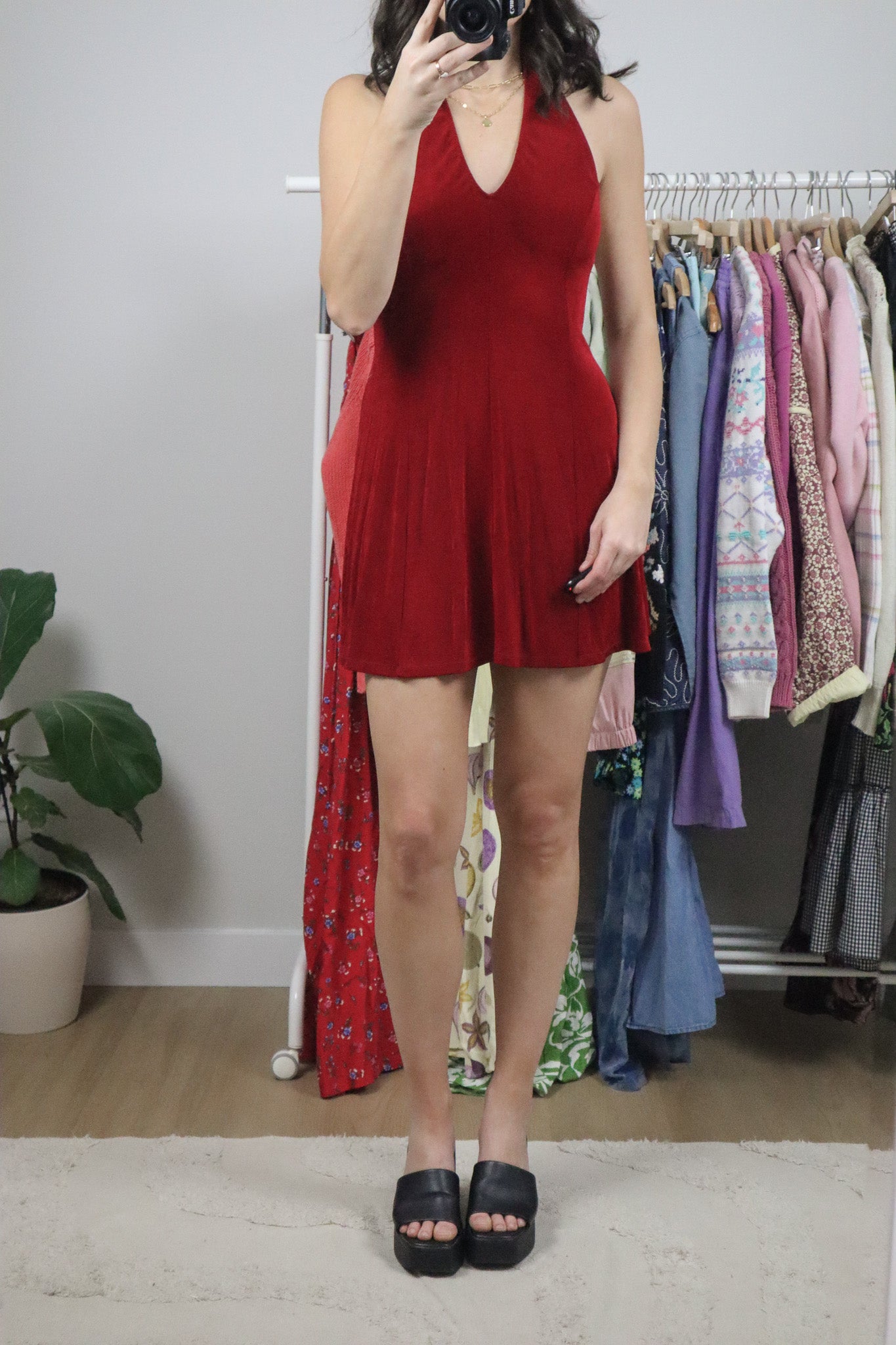 Made in USA x Vintage x Halter Mini Dress (S)