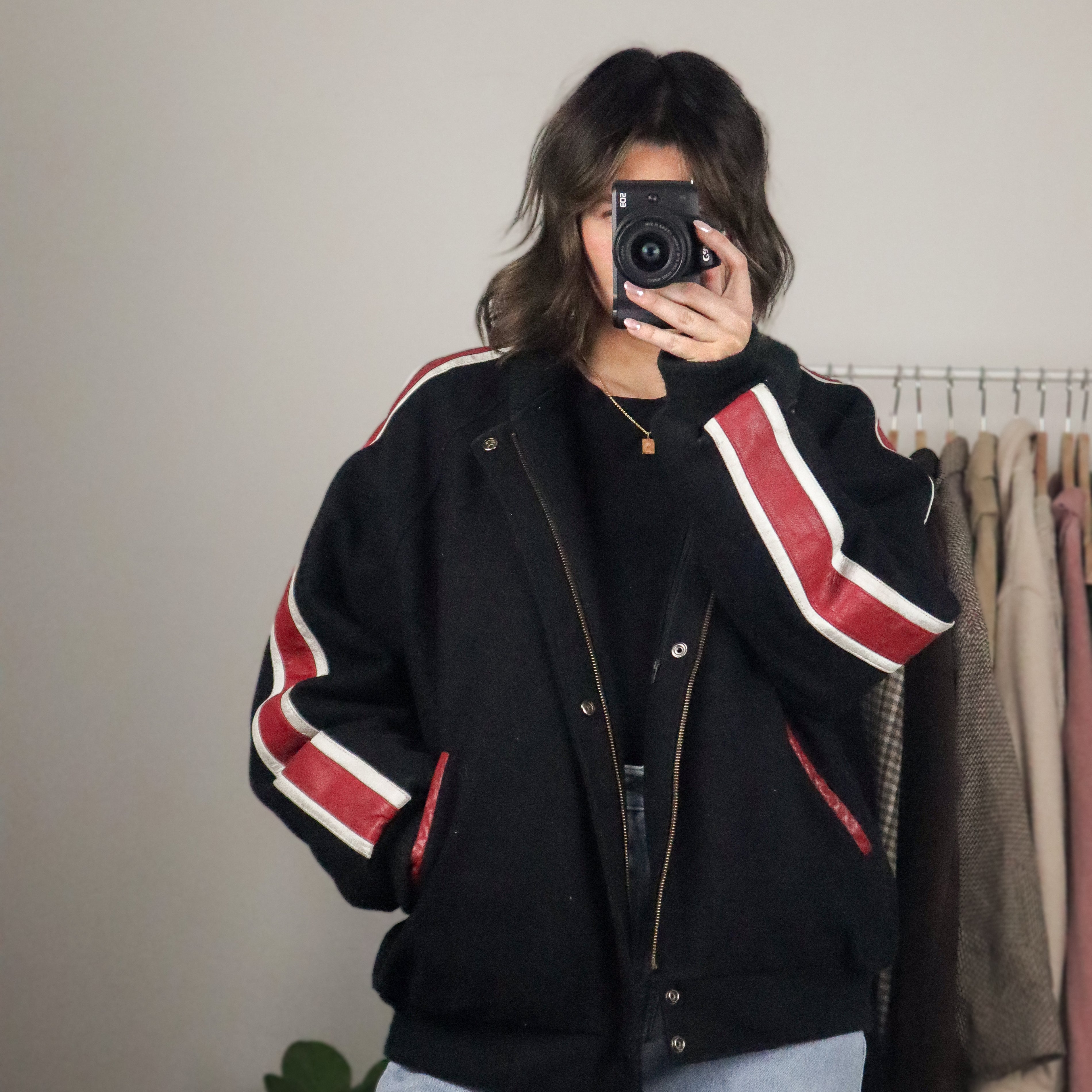 Vintage x Wool & Leather Bomber Coat (L)