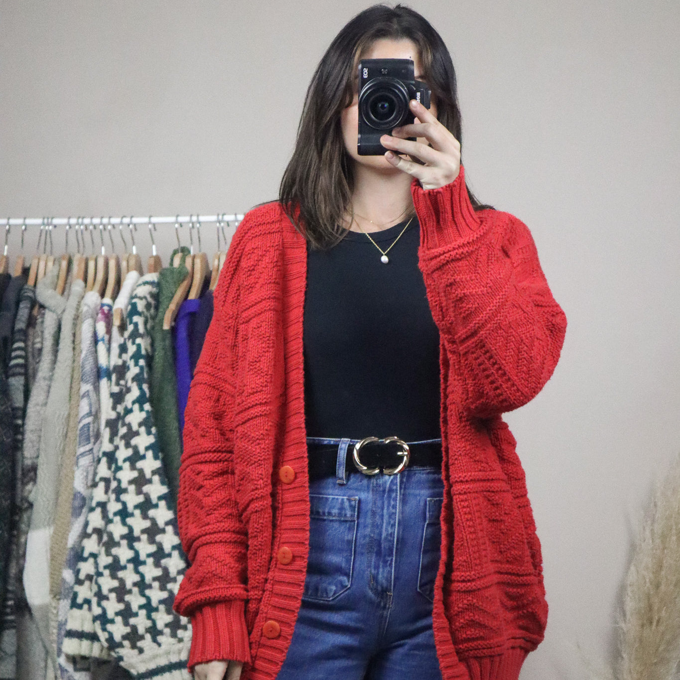 Made in Canada x Vintage x Chunky Textured Knit Cardigan (L)