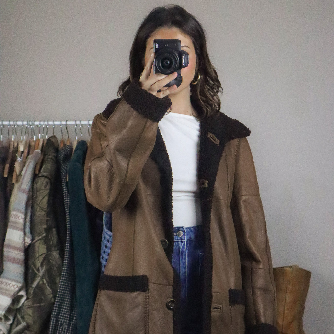 Vintage x Christ Leather x Reversible Leather & Sherpa Jacket (M)