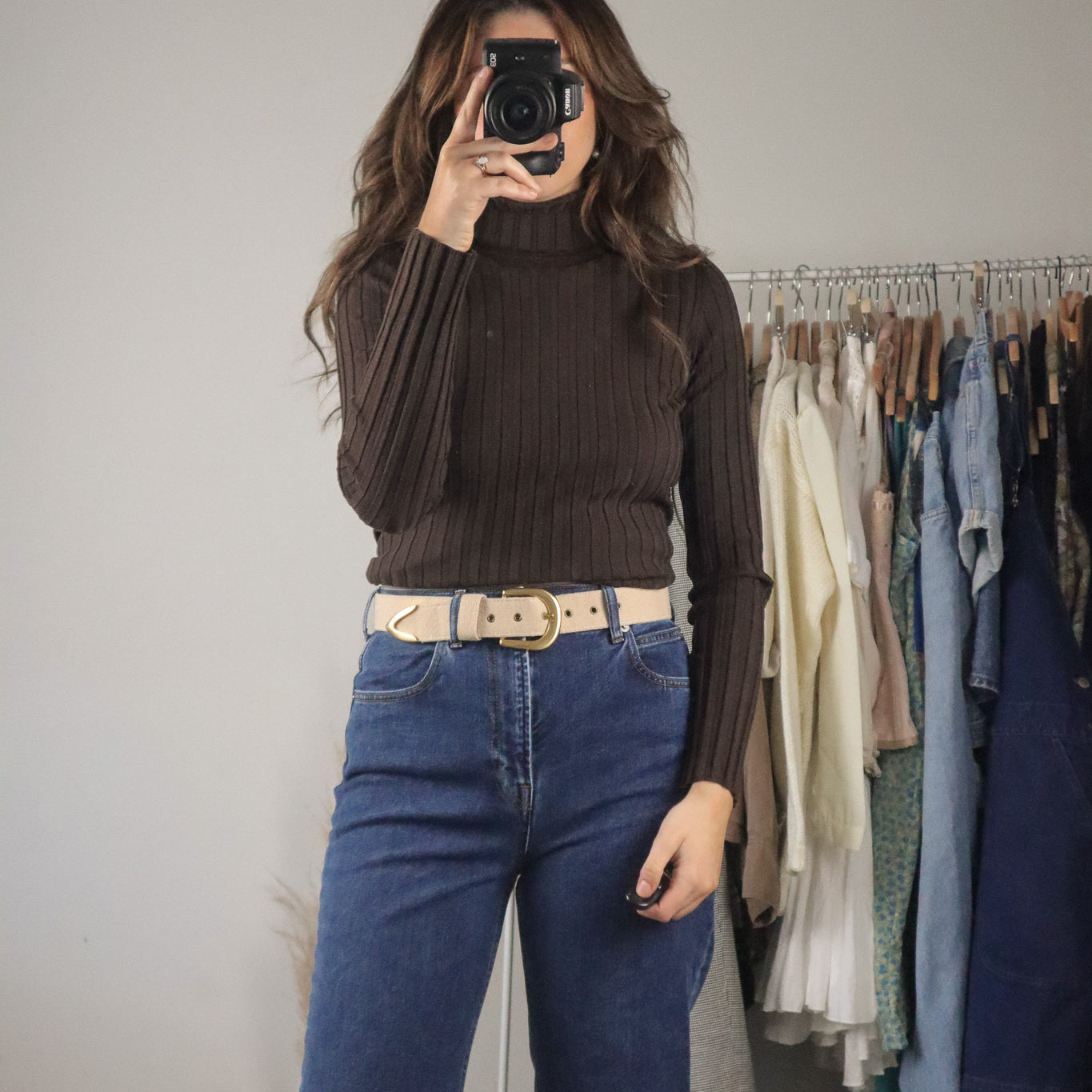 Vintage x Silk Blend Ribbed Turtleneck (S/M)