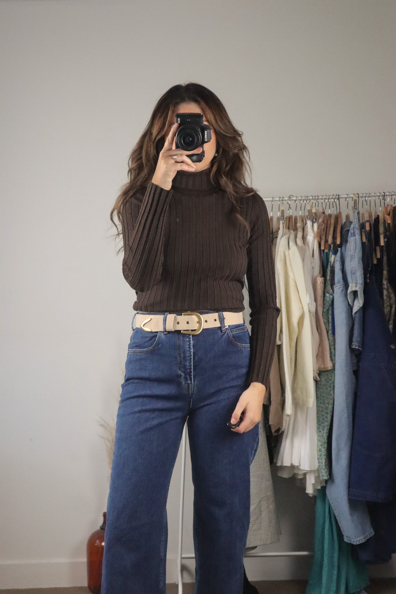 Vintage x Silk Blend Ribbed Turtleneck (S/M)